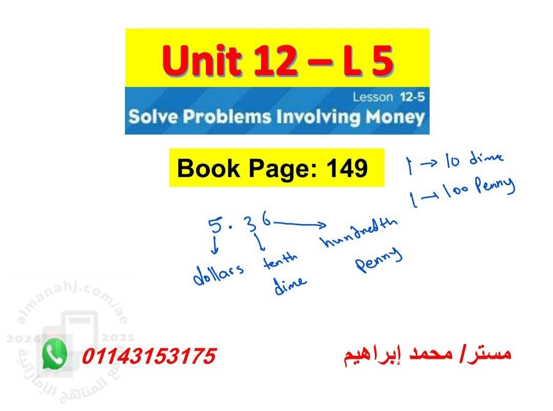 حلول الوحدة 12 الدرس الخامس النقود والعملات
