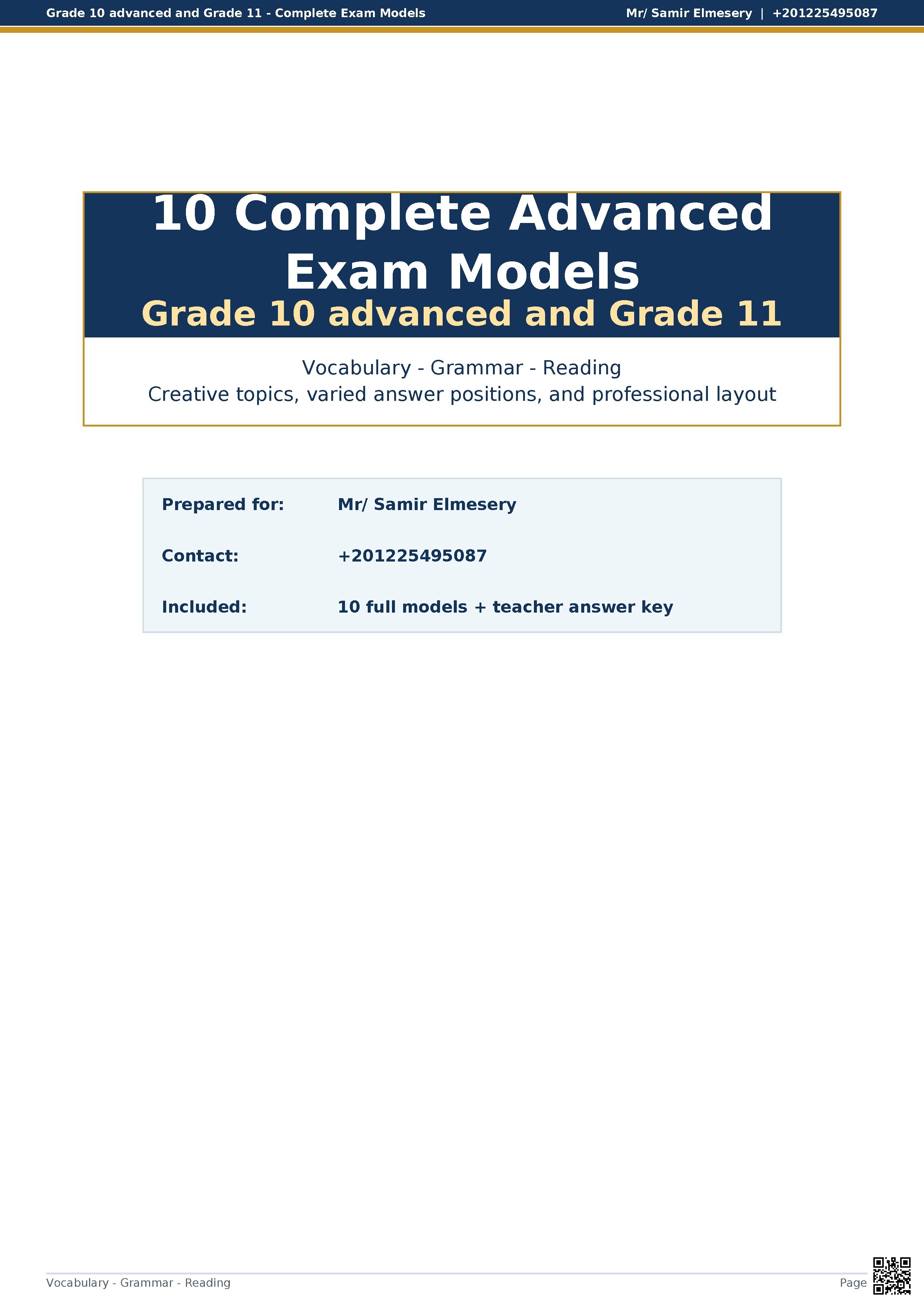 10 Complete Advanced Exam Models