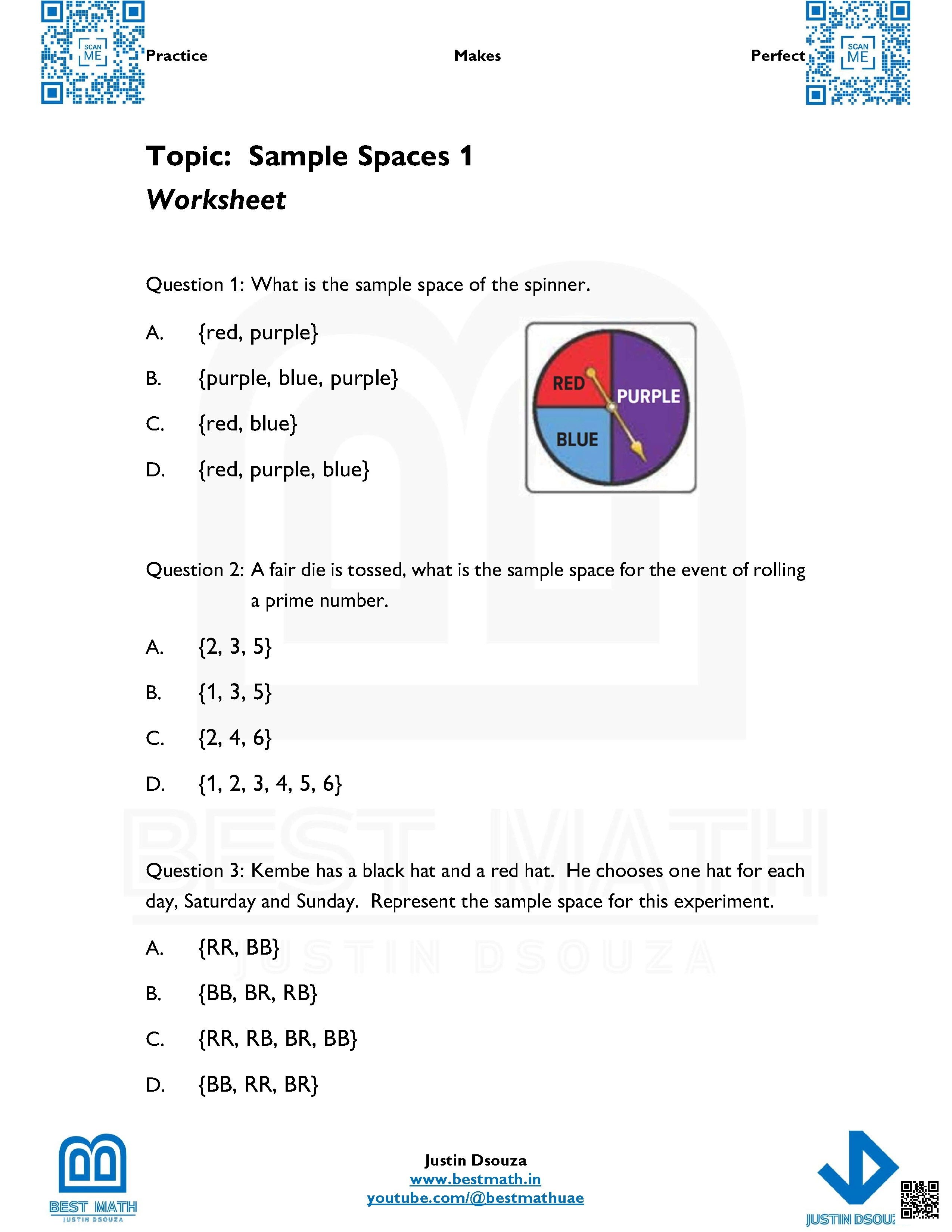 أوراق عمل مراجعة الوحدة السابعة Probability منهج ريفيل - رياضيات - الصف الصف العاشر المتقدم - الفصل الفصل الثاني