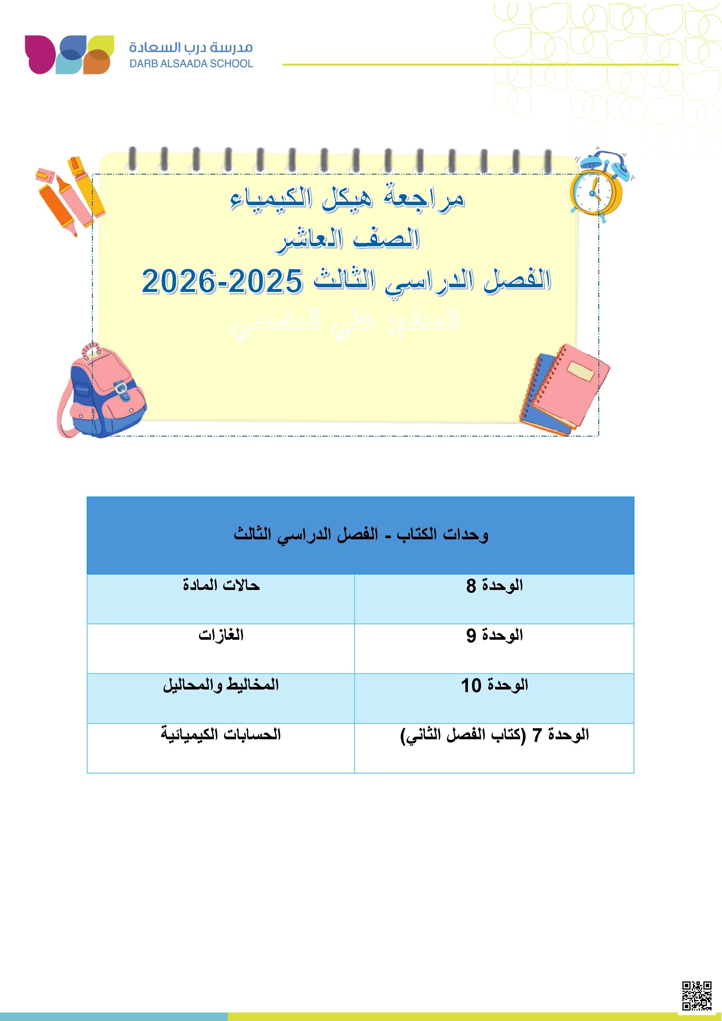 مراجعة هيكل الامتحان كراسة تدريبية