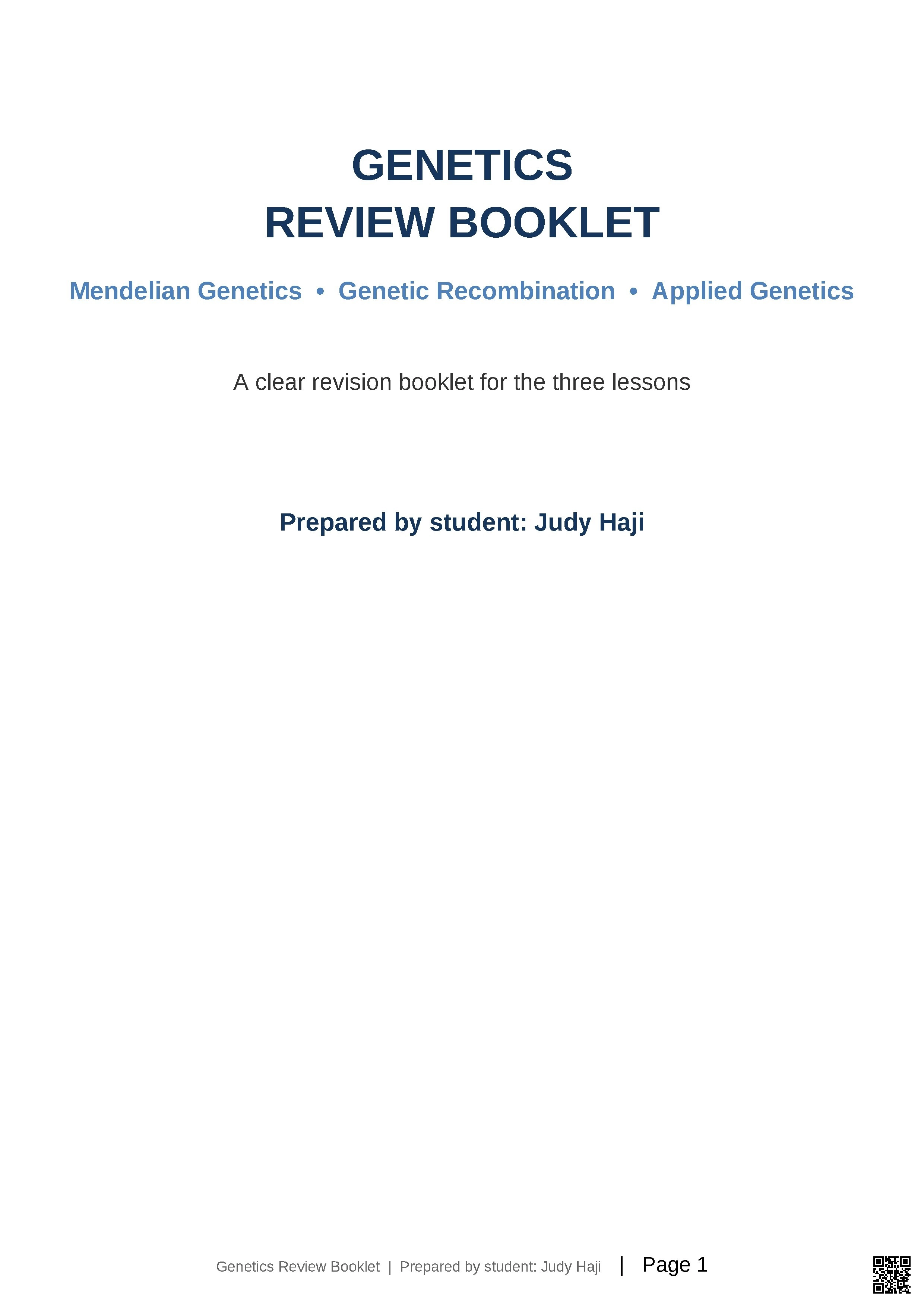 Genetics Review Booklet