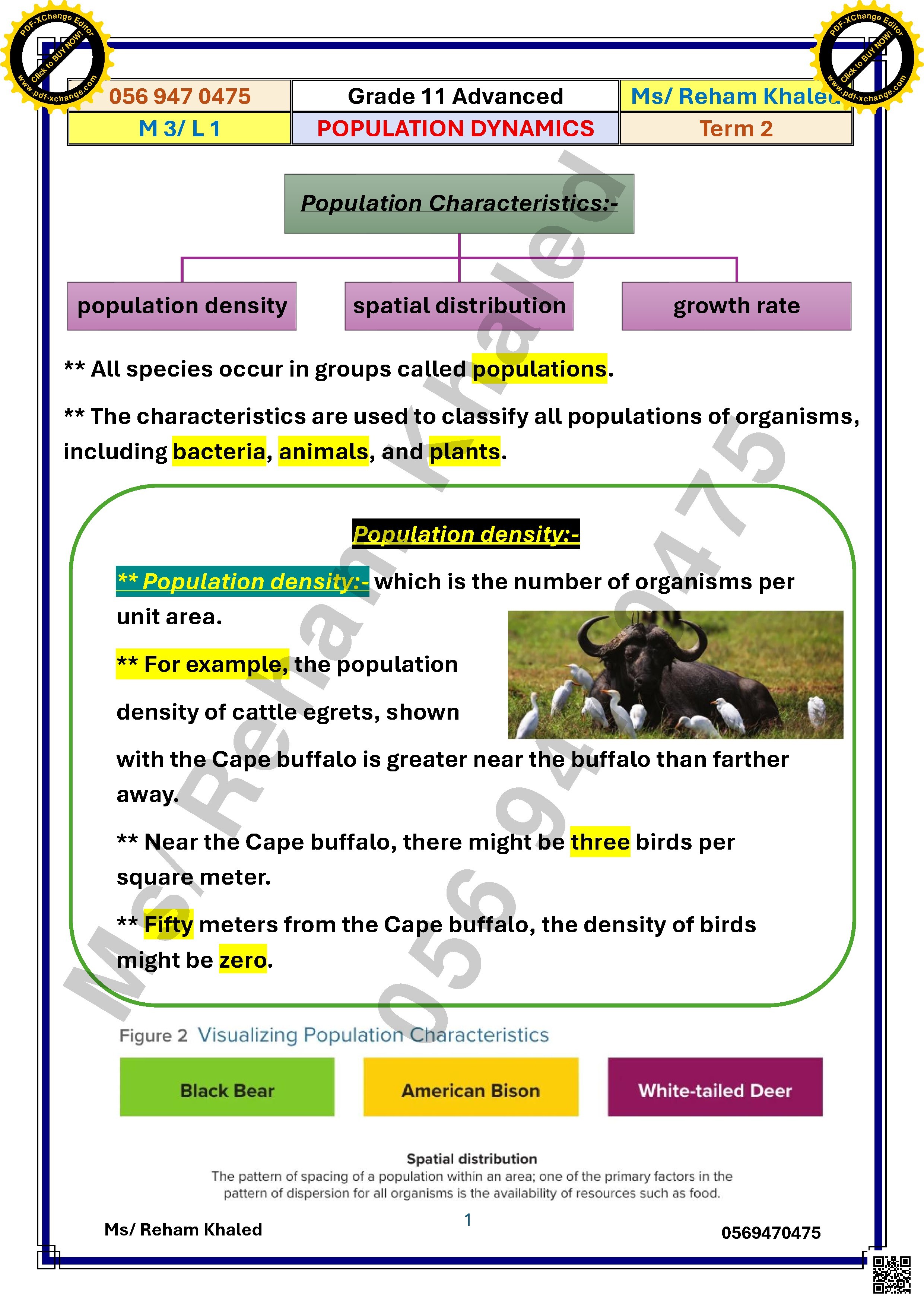 ملخص وأوراق عمل الدرس الأول Population Dynamics من الوحدة الثالثة منهج انسباير - علوم - الصف الصف الحادي عشر المتقدم - الفصل الفصل الثاني