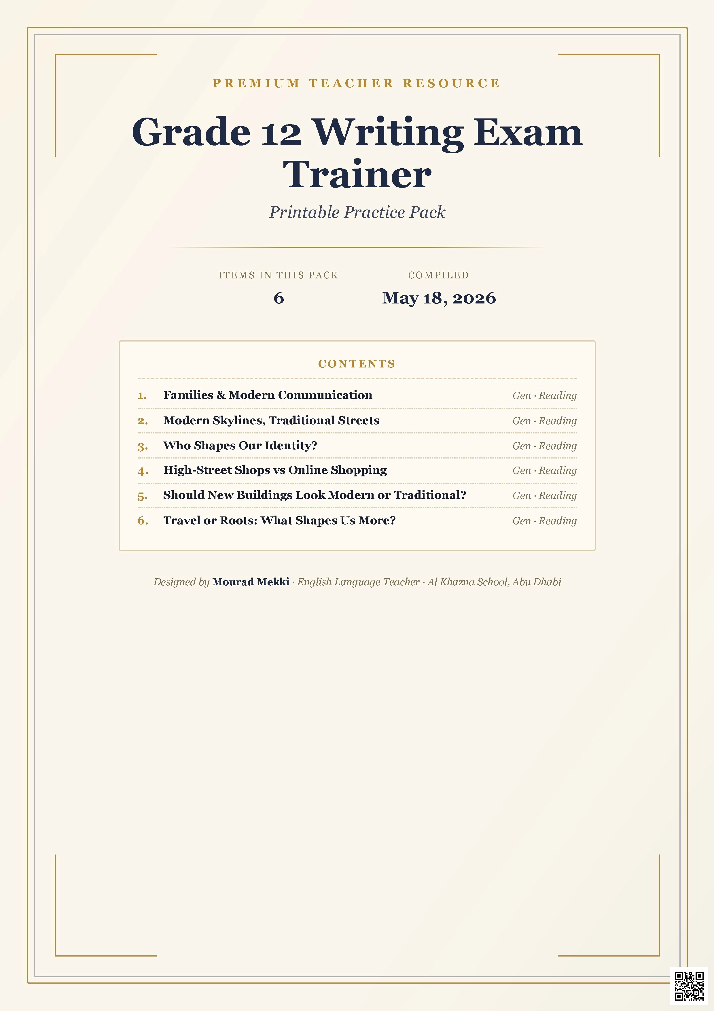 Grade 12 Writing Exam Trainer