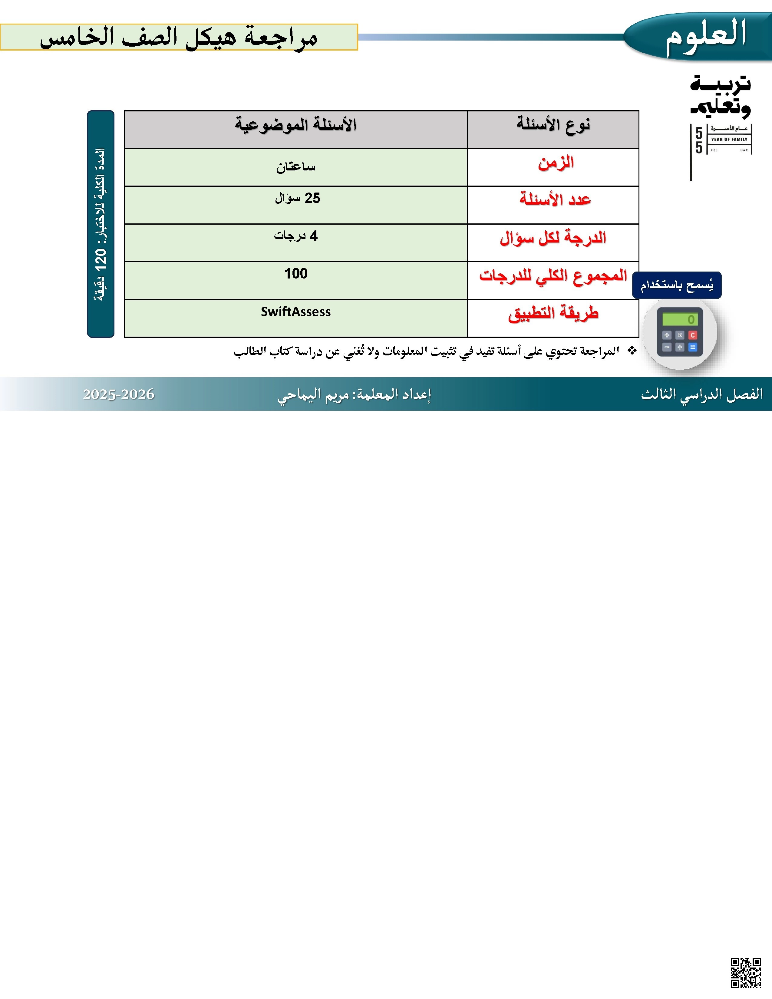 مراجعة هيكل الامتحان تدريبات وأسئلة غير محلول
