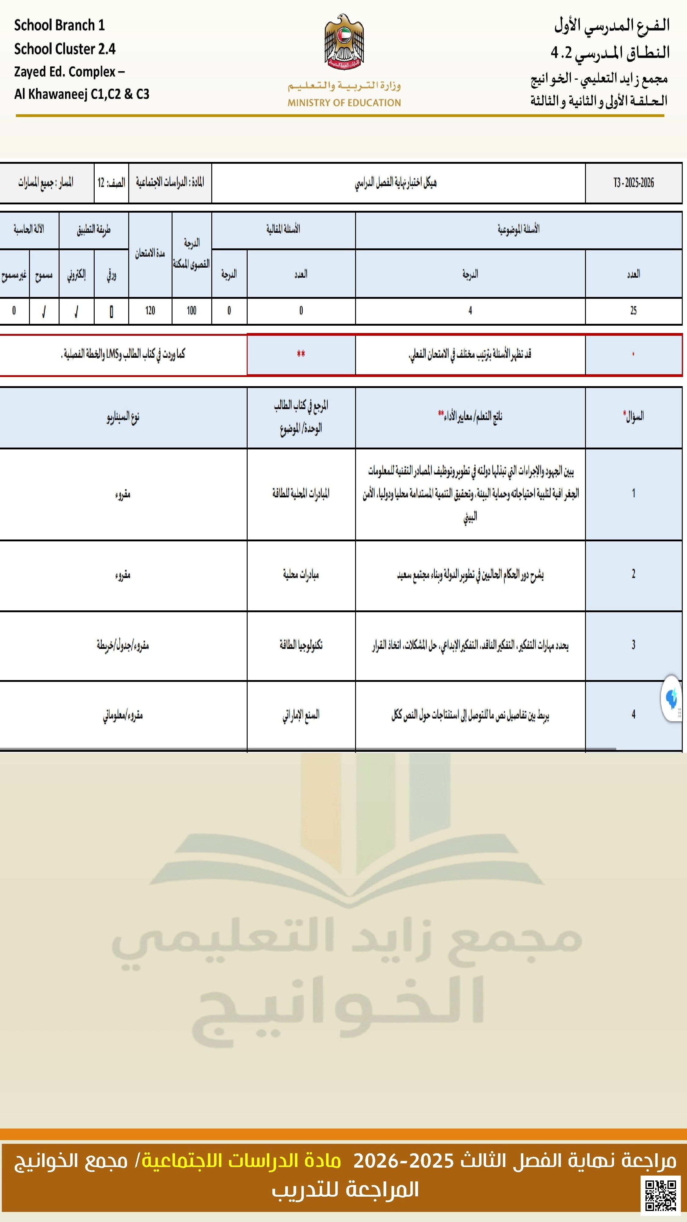 كن مستعدا نموذج مراجعة نهاية الفصل غير محلول