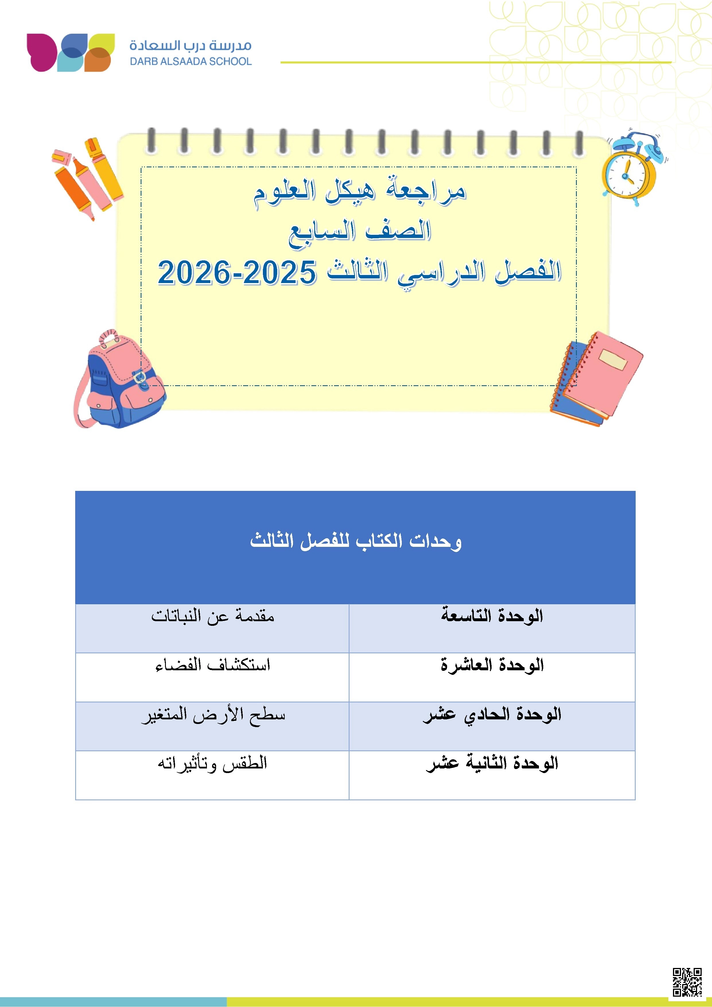 مراجعة هيكل الامتحان كراسة تدريبية
