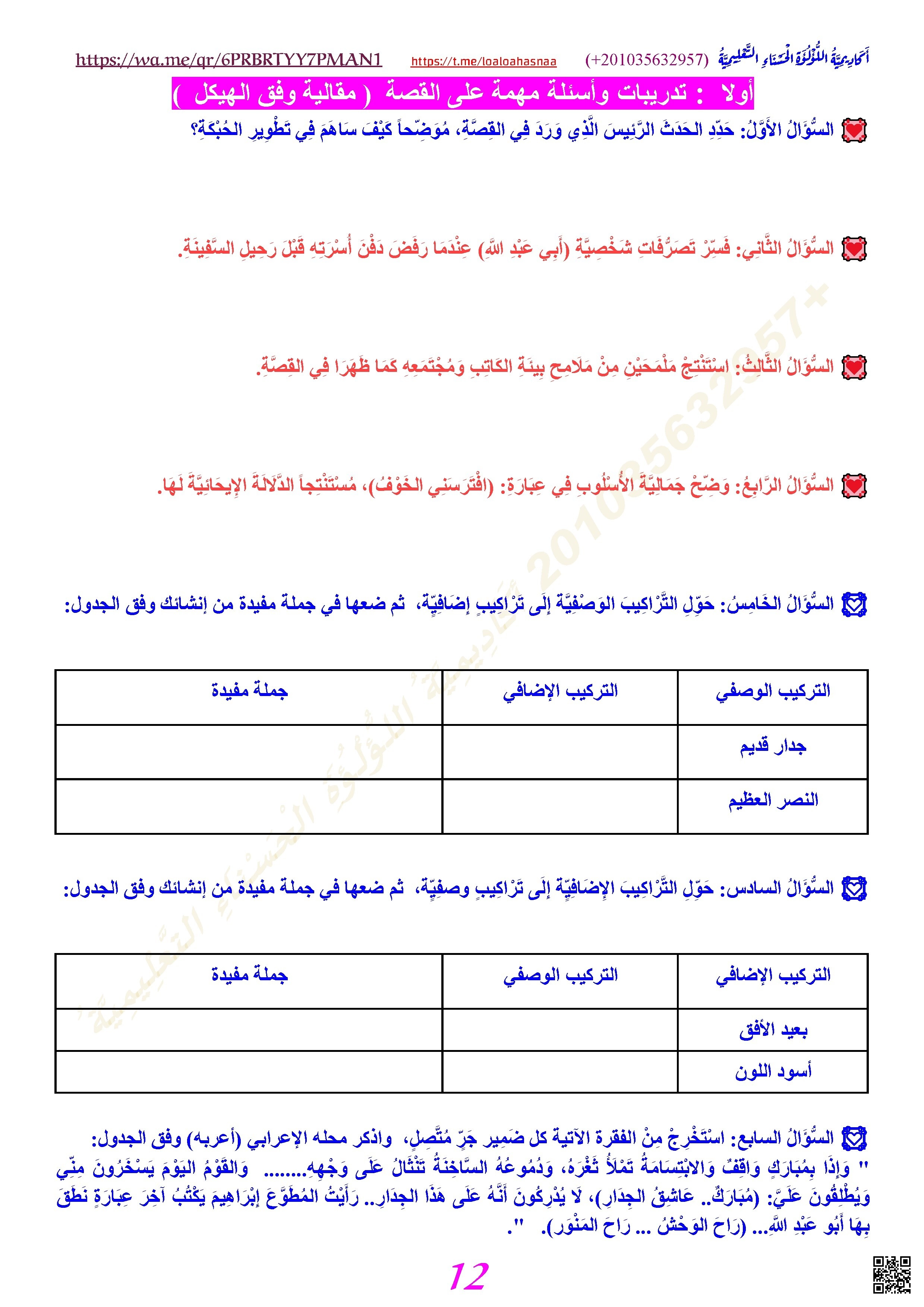 أسئلة مهمة جداً في قصة عاشق الجدار القديم
