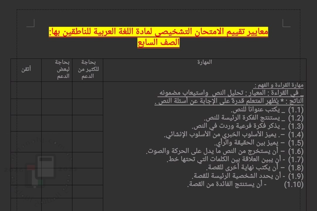 الاختبار التشخيصي (2016-2017)