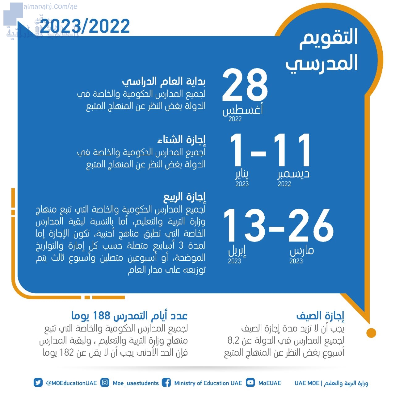 التقويم المدرسي مواعيد إجازة الشتاء وإجازة الربيع وإجازة الصيف لجميع مدارس الدولة أخبار الدوام الفصل الأول 2022 2023 المناهج الإماراتية