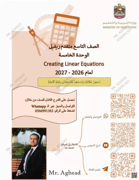 كتابة معادلات الخط المستقيم بصيغة الميل والمقطع