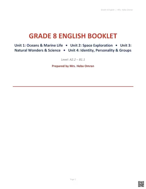شرح وأسئلة وتدريبات reading and writing