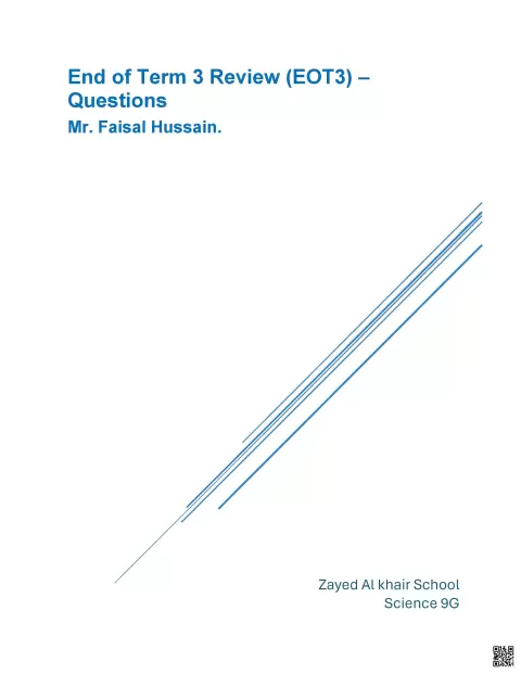 End of Term 3 Review Questions - Chemistry  and  Environmental Science