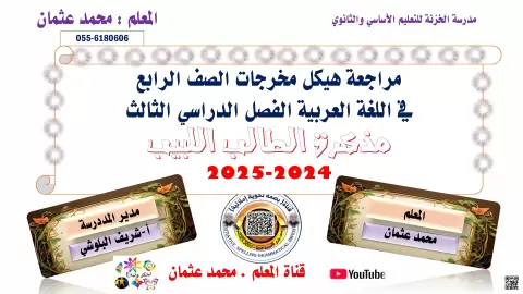 مراجعة هيكل مخرجات الصف الرابع في اللغة العربية