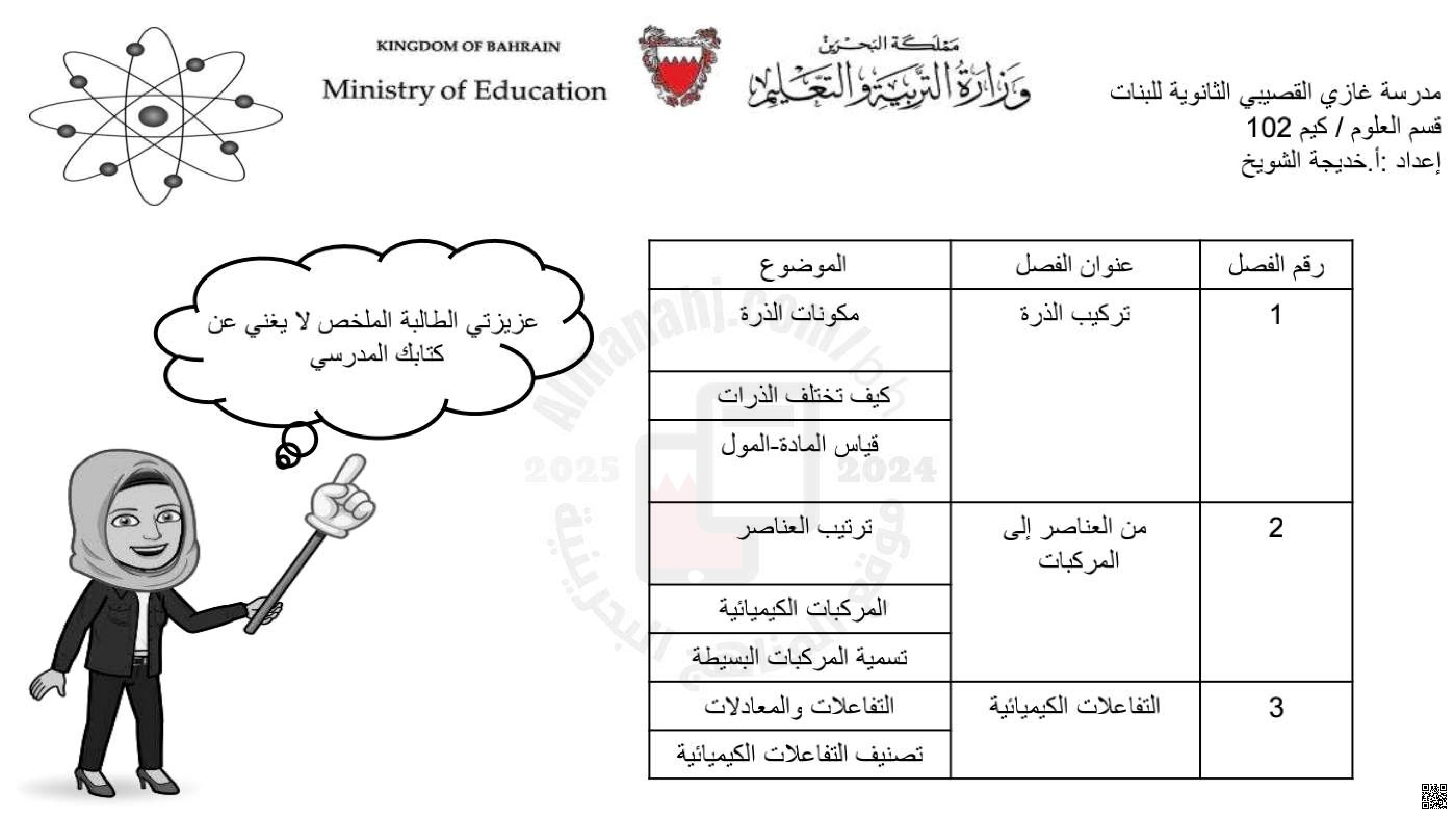 ملخص كيم 102 - كيمياء - الصف الصف الأول الثانوي - الفصل الفصل الثاني
