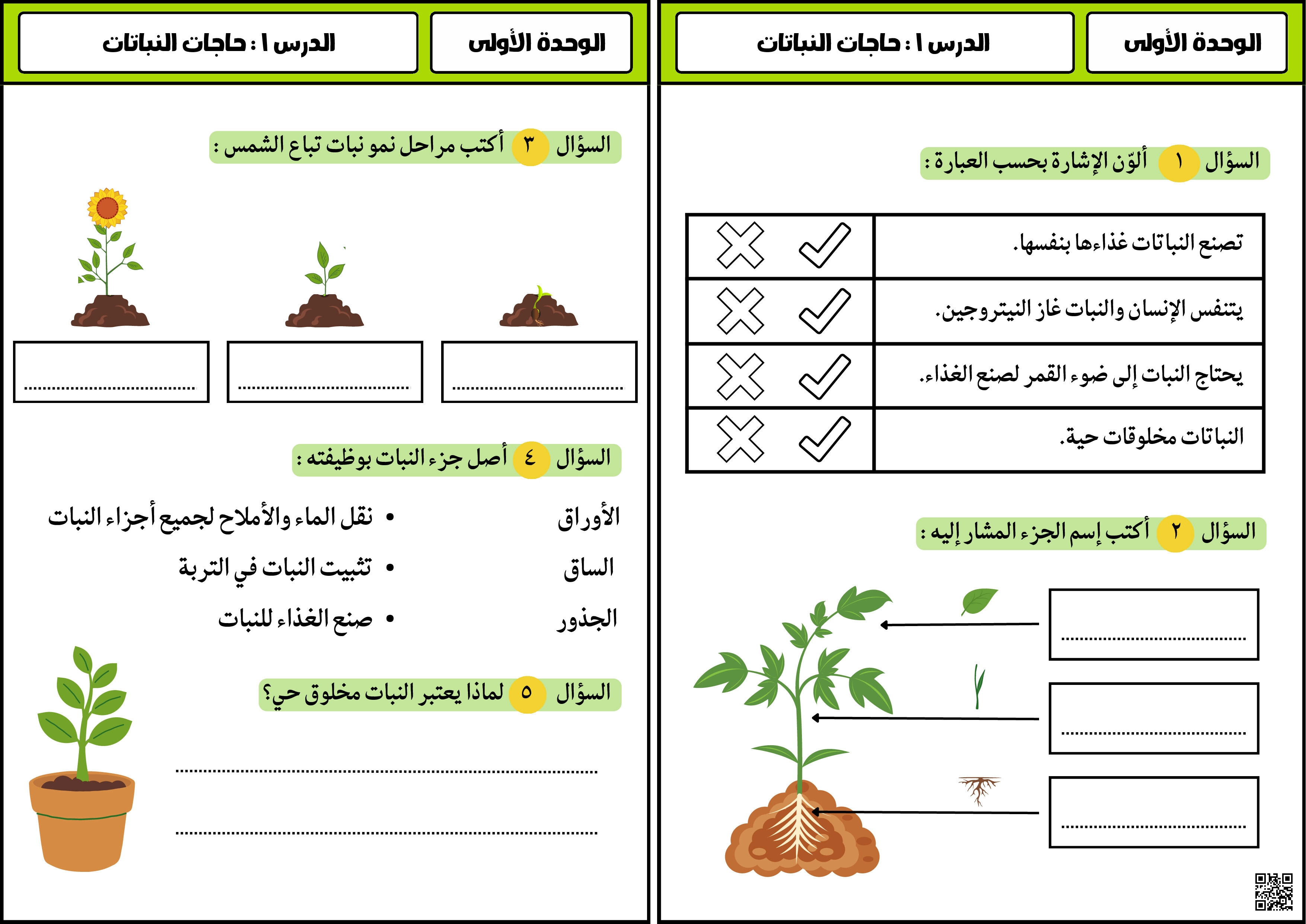 مراجعة الوقغة التقويمية الأولى الاختبار الأوّل في مادة العلوم الوحدة الأولى - علوم - الصف الصف الثاني - الفصل الفصل الثاني