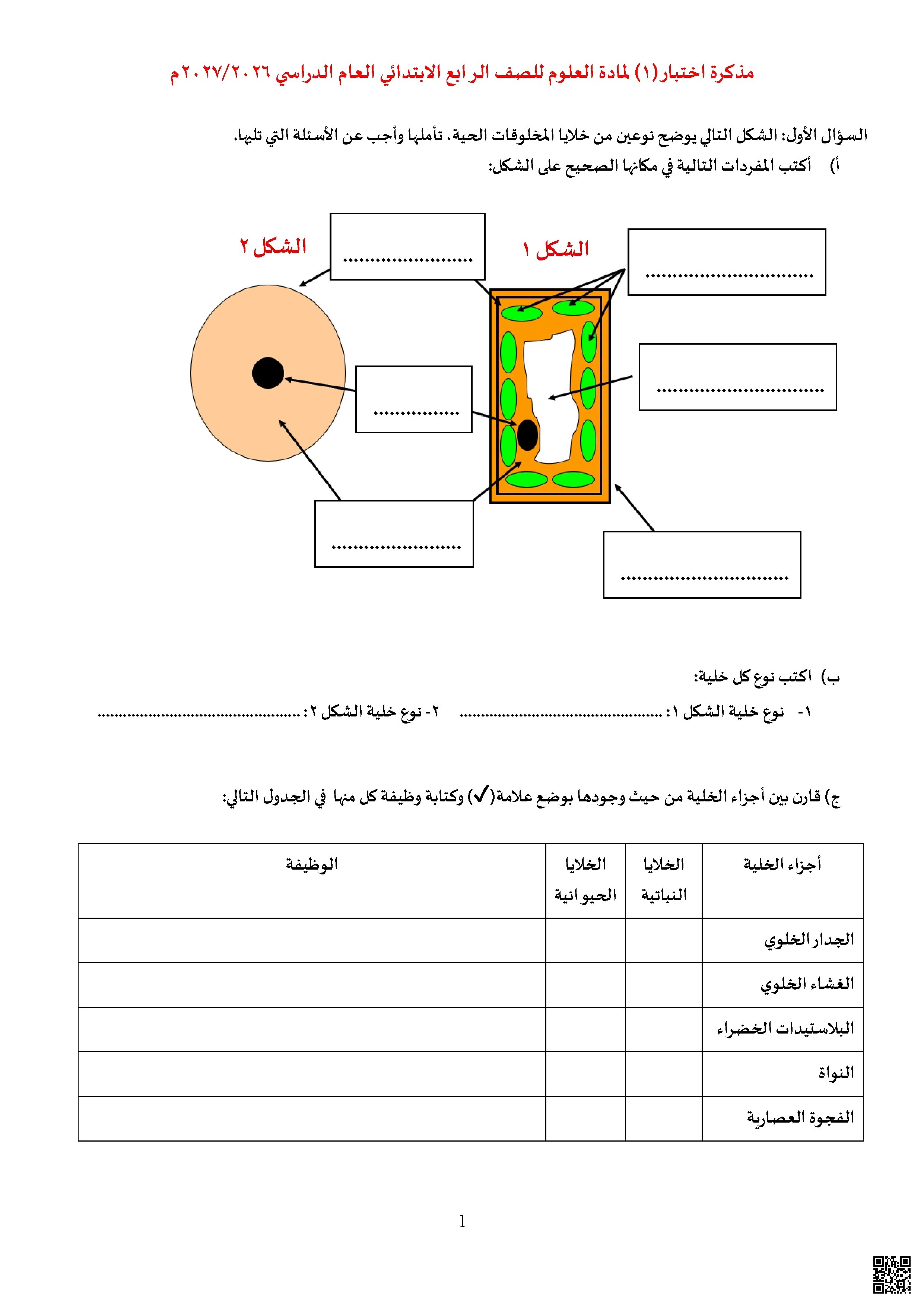 مذكرة اختبار شاملة