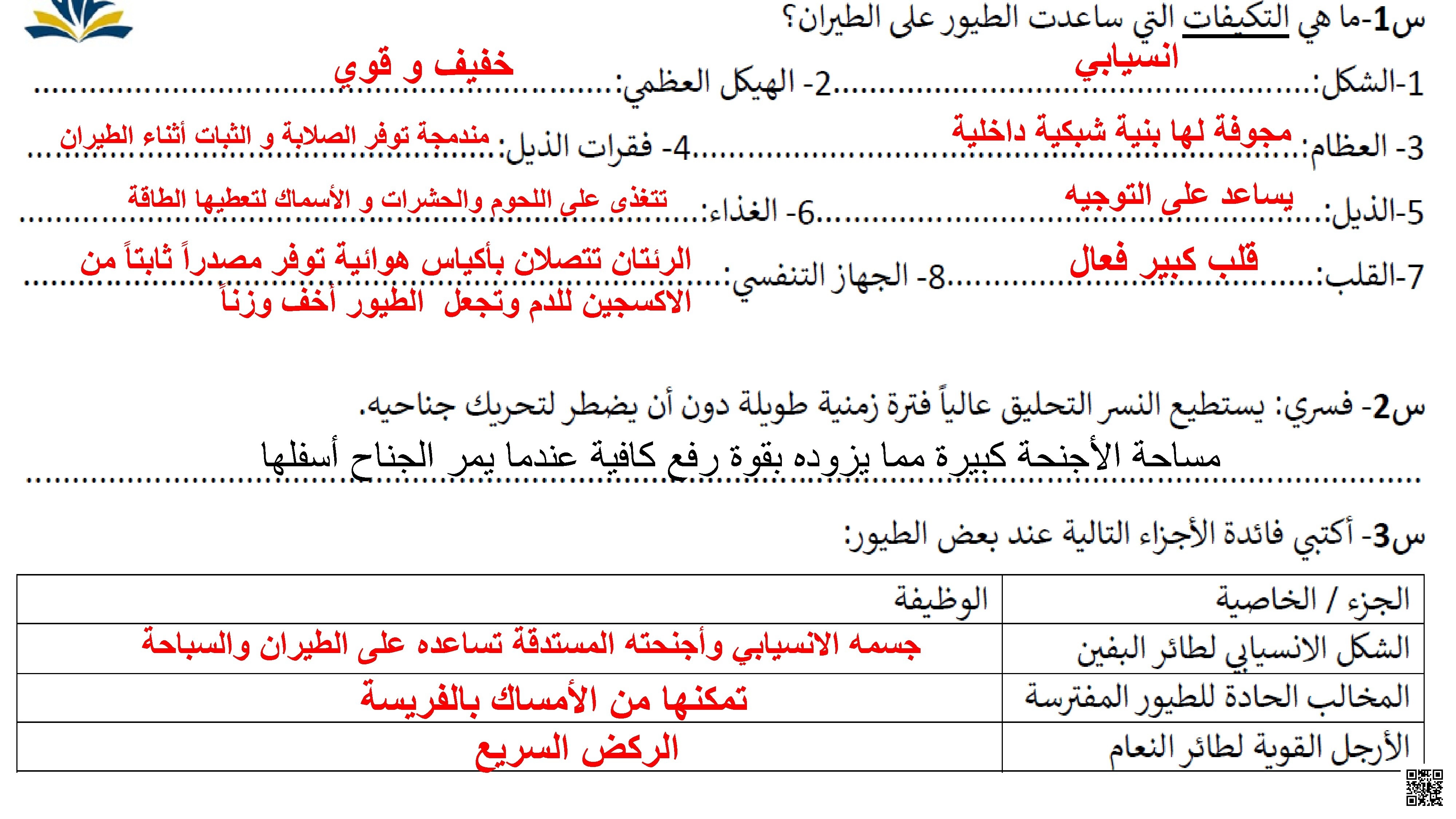مراجعة وحدة الفقاريات