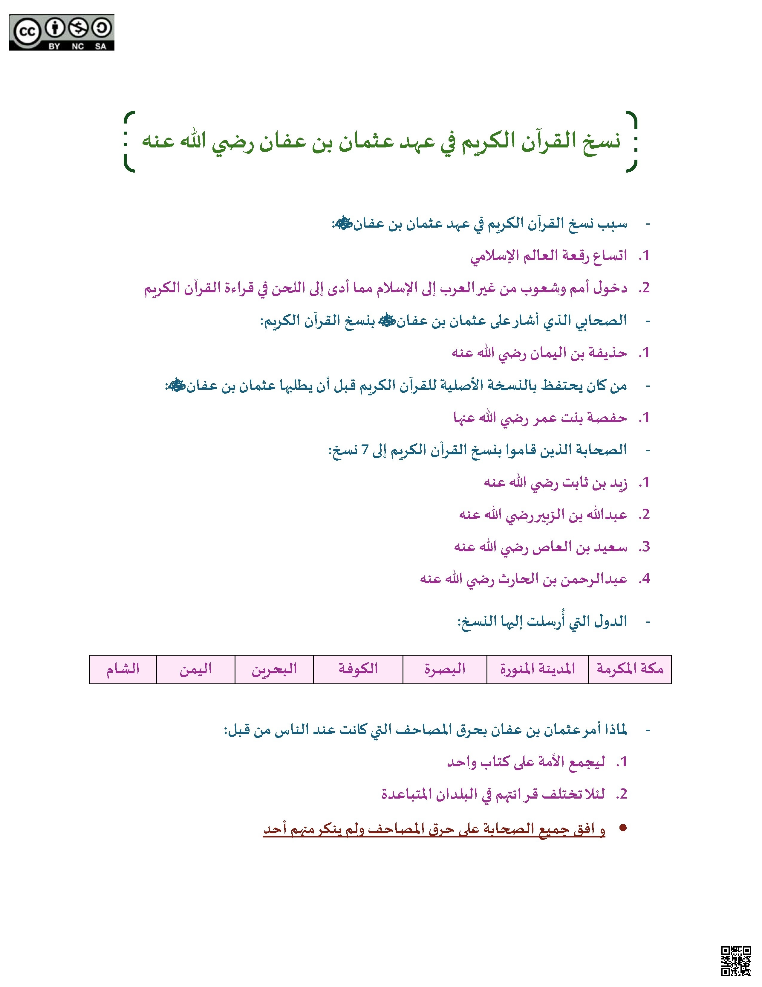 ملخص الواقفة النهائية أسباب نسخ القرآن الكريم وأشراط الساعة