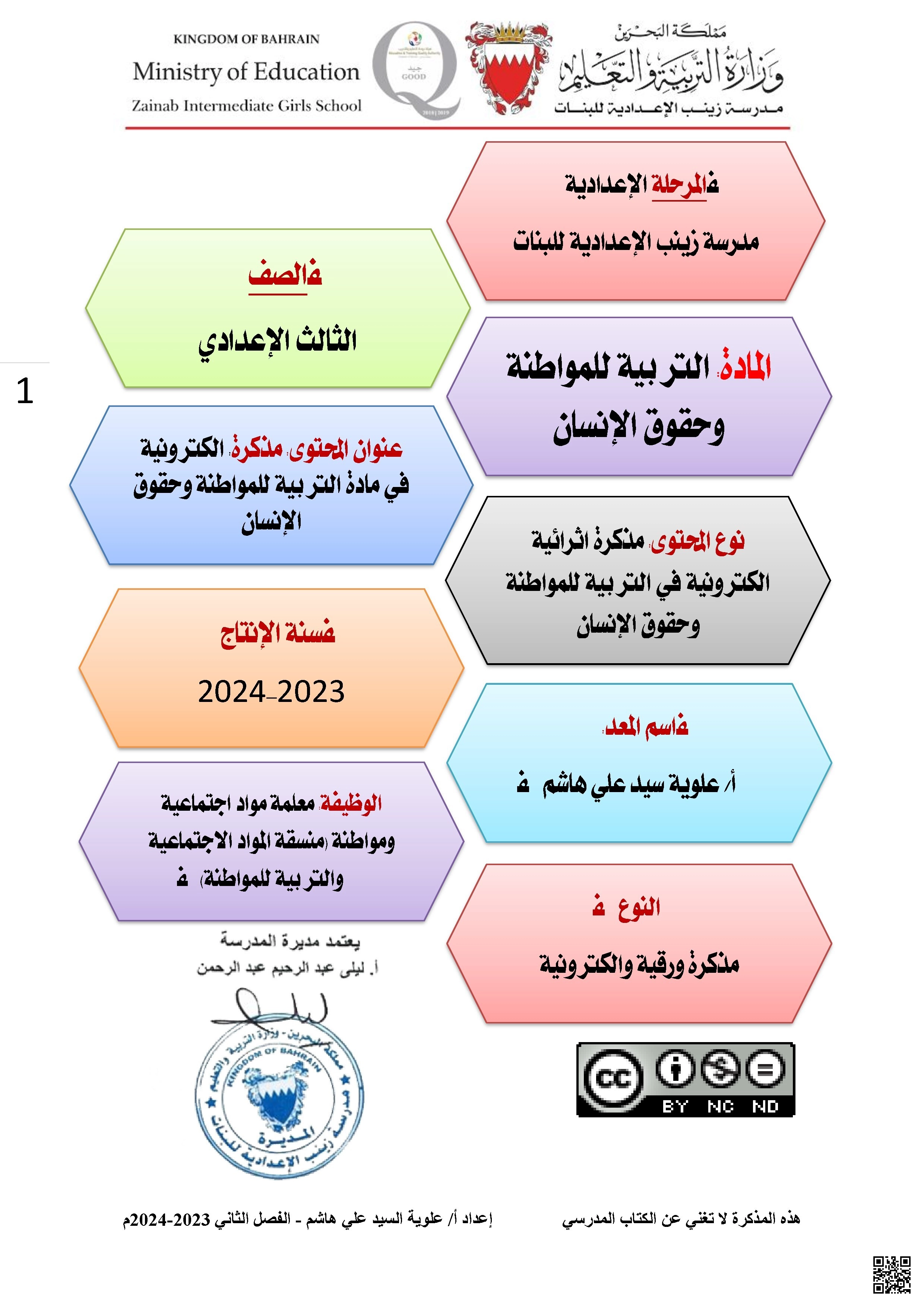 مذكرة شاملة ومميزة بناء الوعي الوطني والقيم الإنسانية 2023 و 2024م - تربية للمواطنة - الصف الصف التاسع - الفصل الفصل الثاني