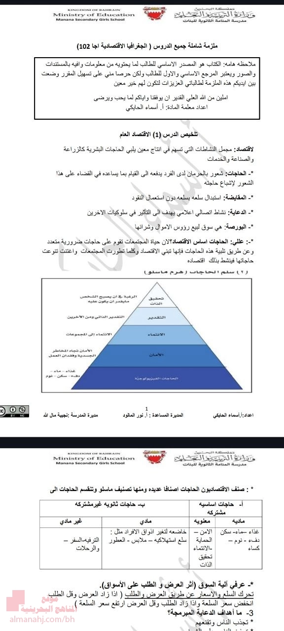 ملزمة شاملة لجميع الدروس
