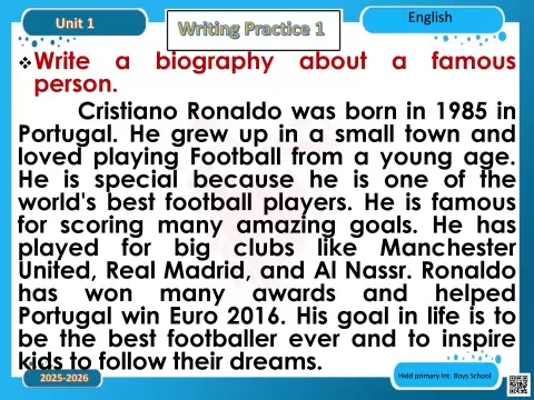 Writing Practice 1: Biography