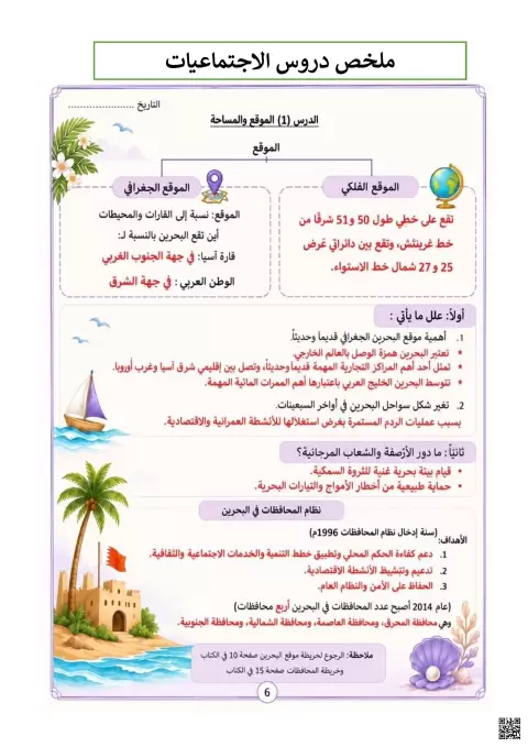 الملخص الشامل لدروس الاختبار الأول في الاجتماعيات