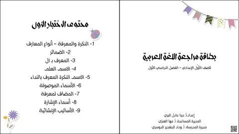 بطاقة مراجعة قواعد للاختبار الأول