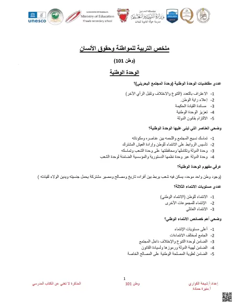 ملخص شامل لمقرر وحقوق الإنسان