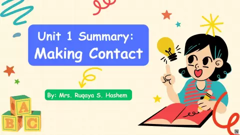 ملخص قواعد الوحدة الأولى Making Contact