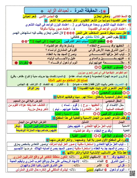 تحليل أدبي لنص الحقيقة المرة