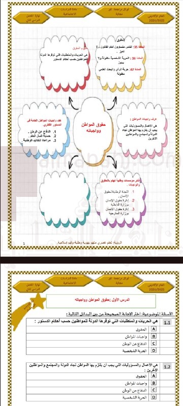 مراجعة على الوحدة السادسة (حقوق وواجبات المواطن)