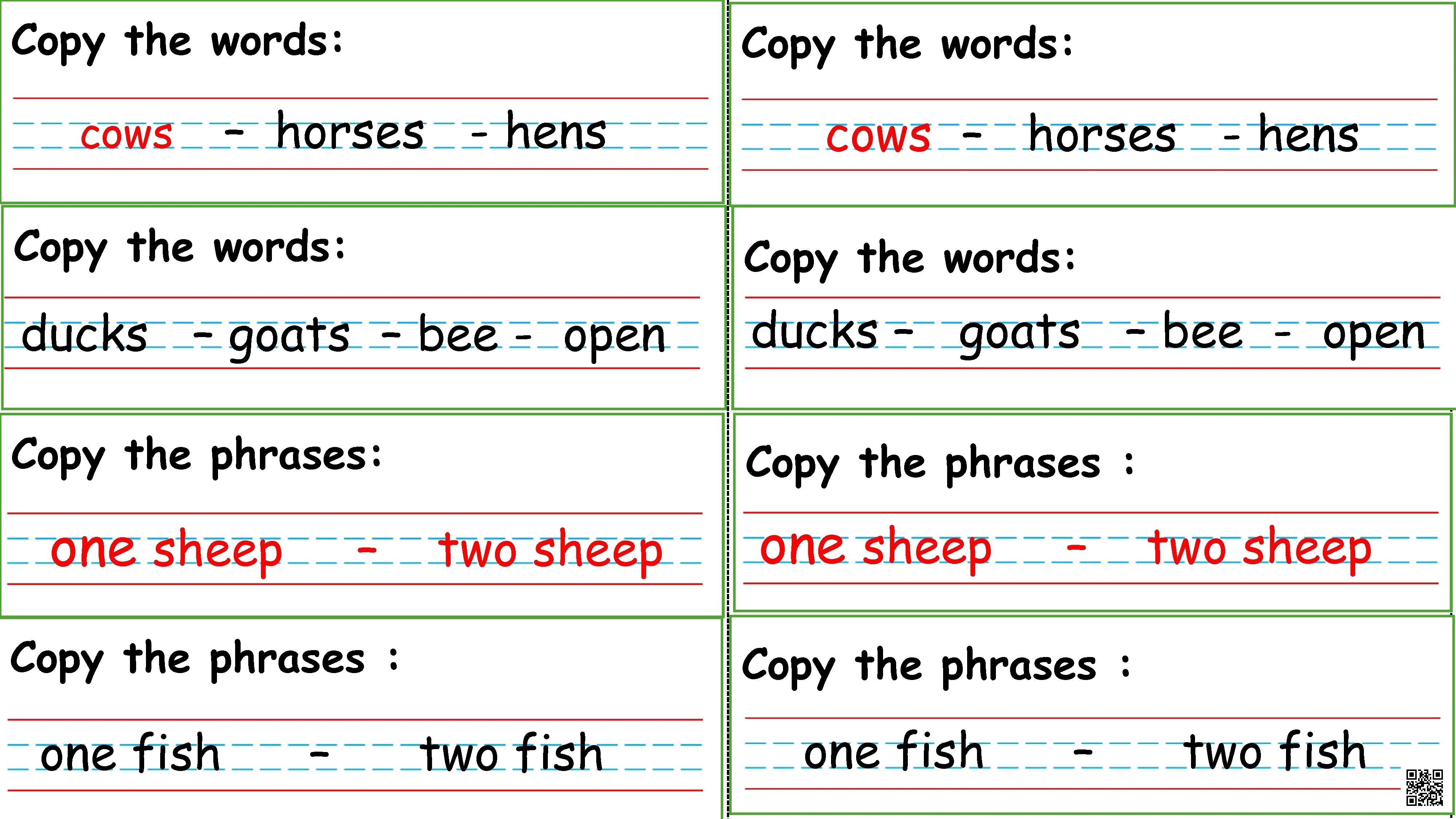 ورقة عمل حول الكلمات المتعلقة بحيوانات المزرعة و جمع المفردات - لغة انجليزية - الصف الصف الأول - الفصل الفصل الثاني