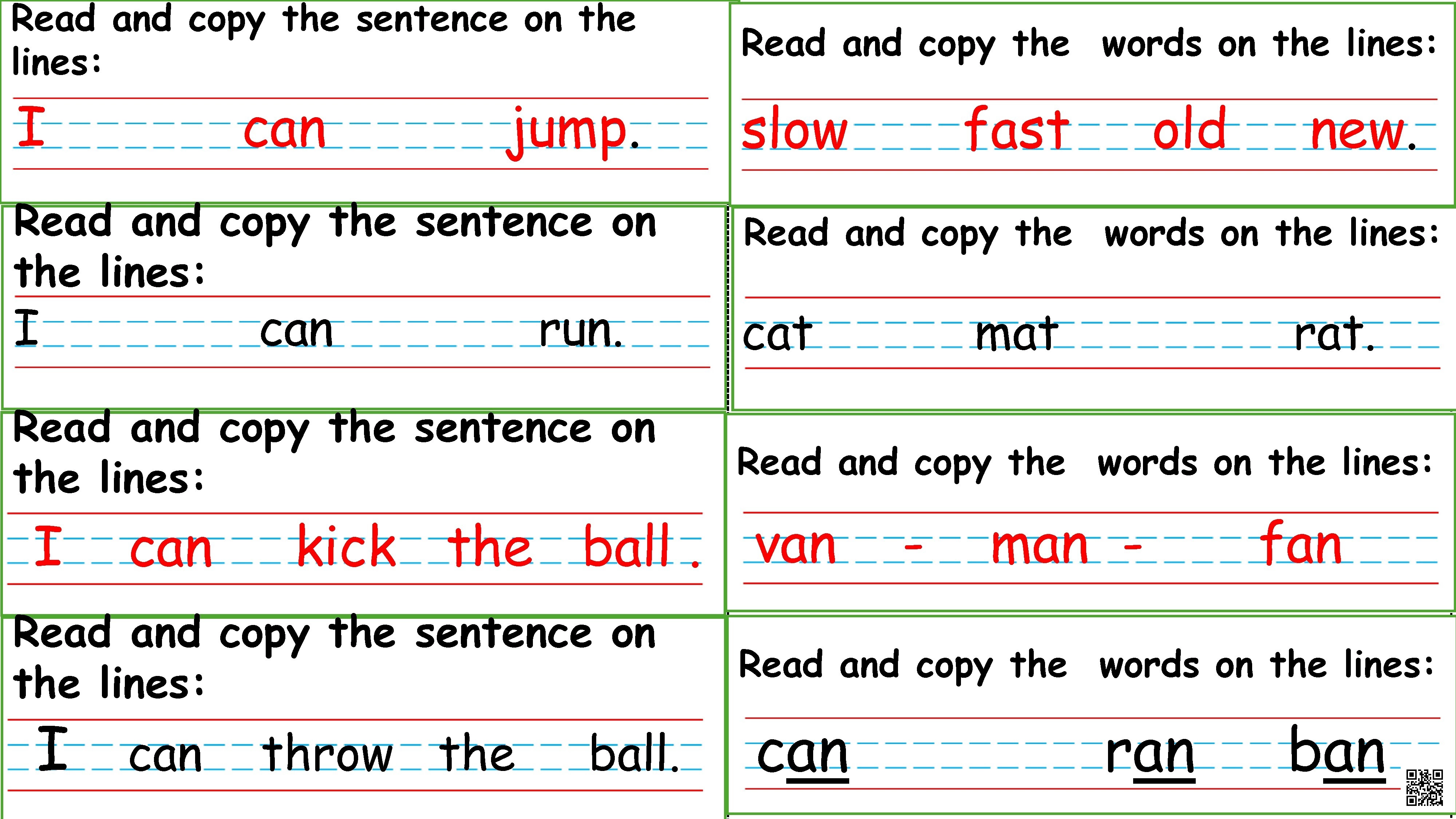 ورقة عمل في الحروف الساكنة والصوتيات وجمل للقراءة والنسخ - لغة انجليزية - الصف الصف الأول - الفصل الفصل الثاني