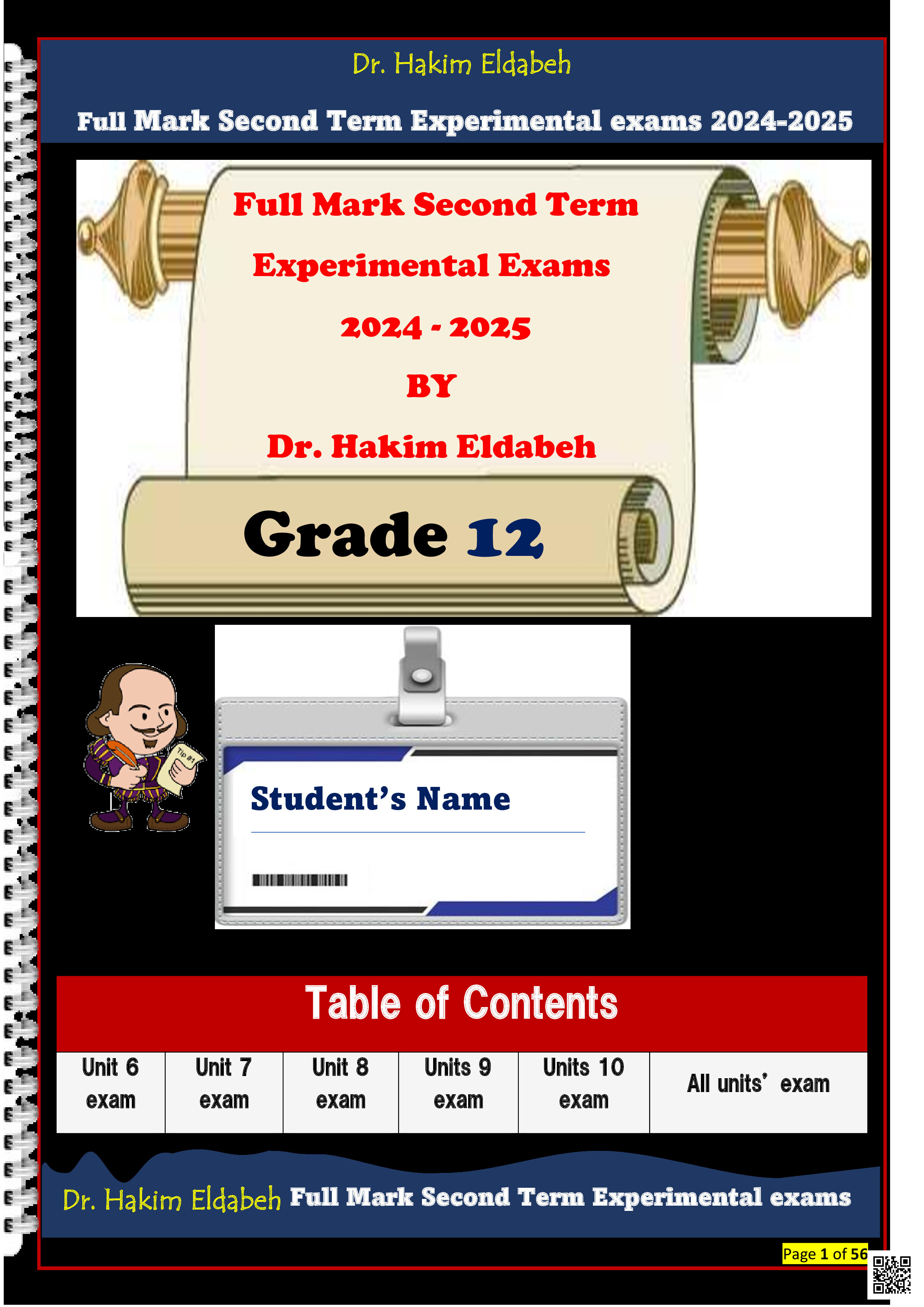 Dr Hakim experimental exams 2nd term  2024-2025_ Final - لغة انجليزية - الصف المستوى الثاني عشر - الفصل الفصل الثاني