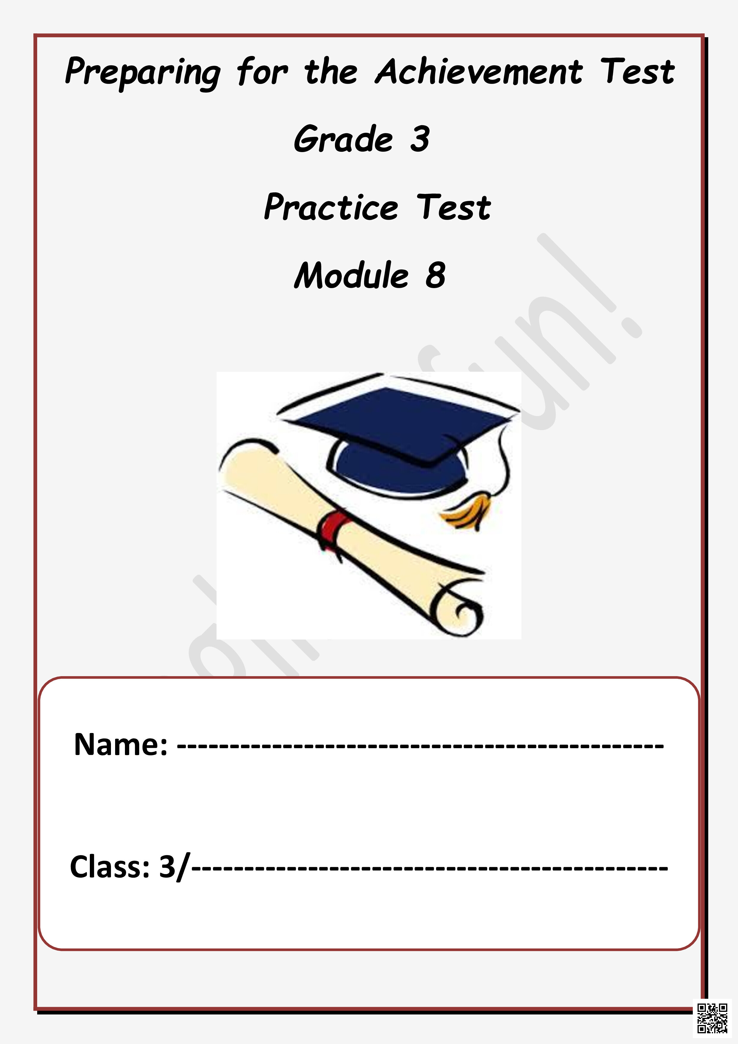 اختبارات تدريبية شاملة في فهم المقروء والمفردات والقواعد والكتابة نهاية الفصل - لغة انجليزية - الصف المستوى الثالث - الفصل الفصل الثاني