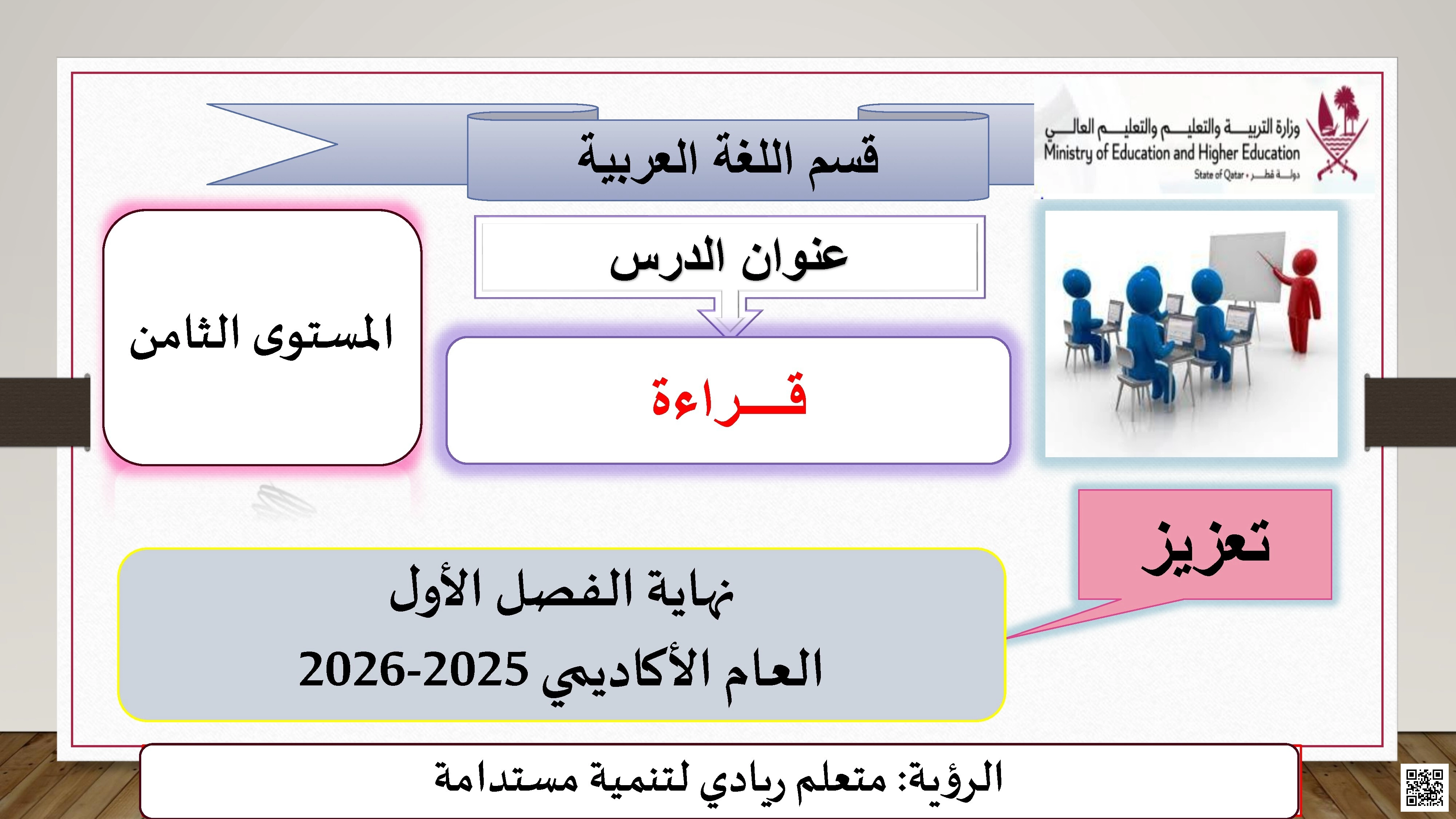 أوراق عمل تعزيزية نهاية الفصل مجابة - لغة عربية - الصف الصف الثامن - الفصل الفصل الأول