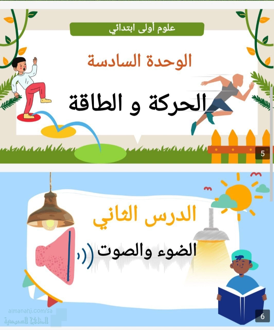 بوربوينت الوحدة السادسة الفصل العاشر الدرس الثاني الضوء والصوت