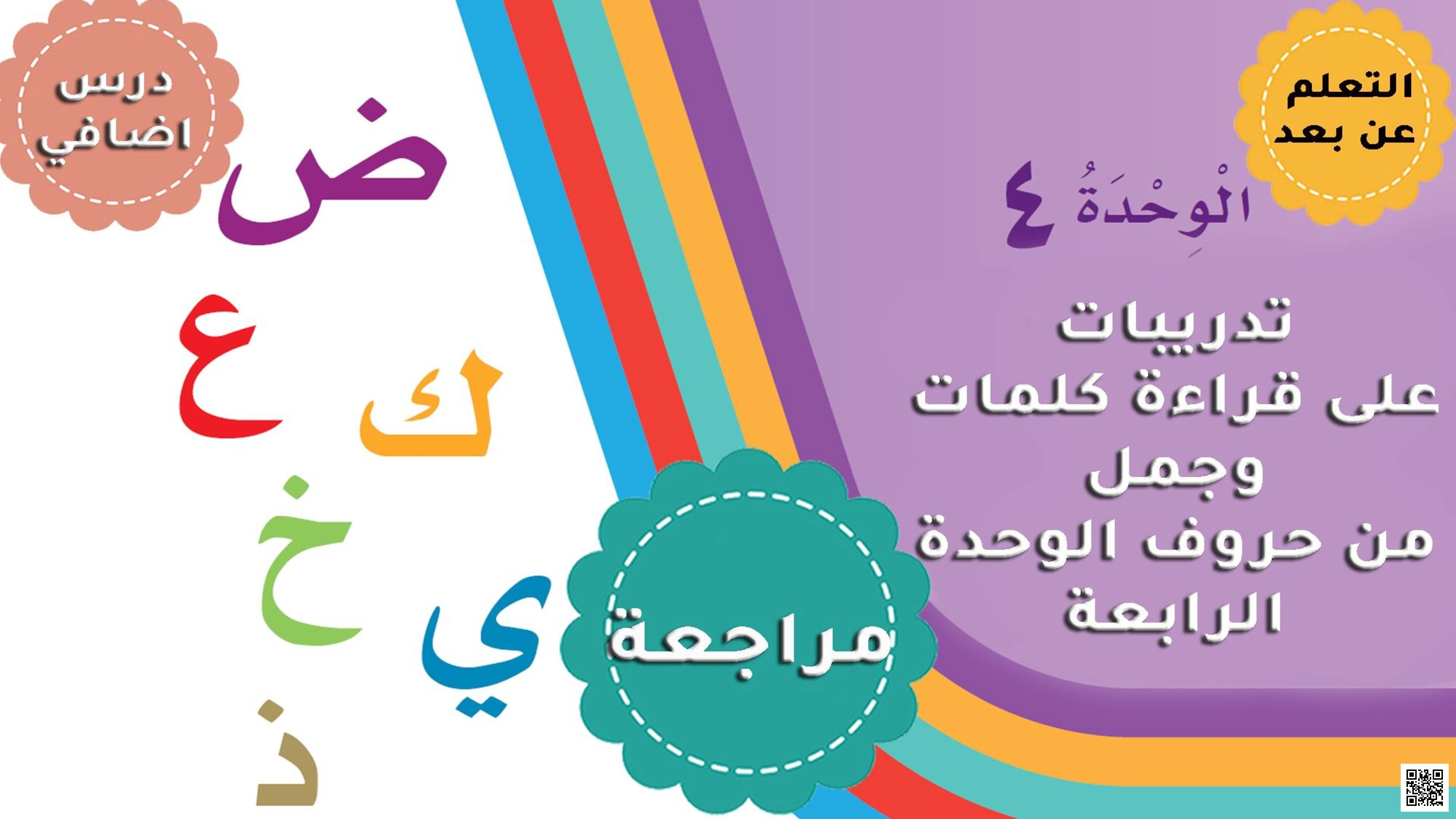 ملف مراجعة تفاعلية لحروف الوحدة الرابعة - لغة عربية - الصف الصف الأول - الفصل الفصل الثاني