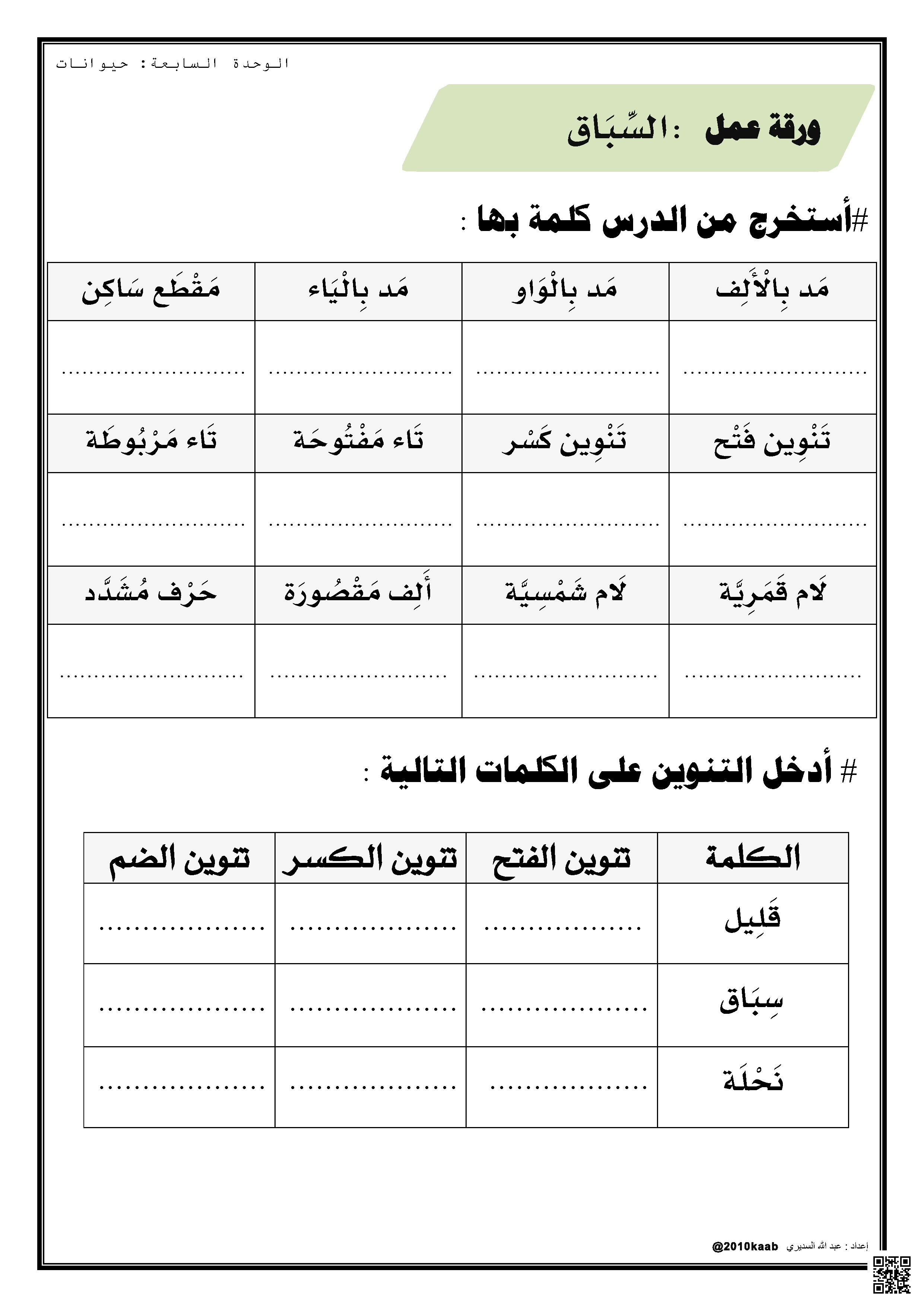 تحليل أوراق عمل الوحدة السابعة حيوانات