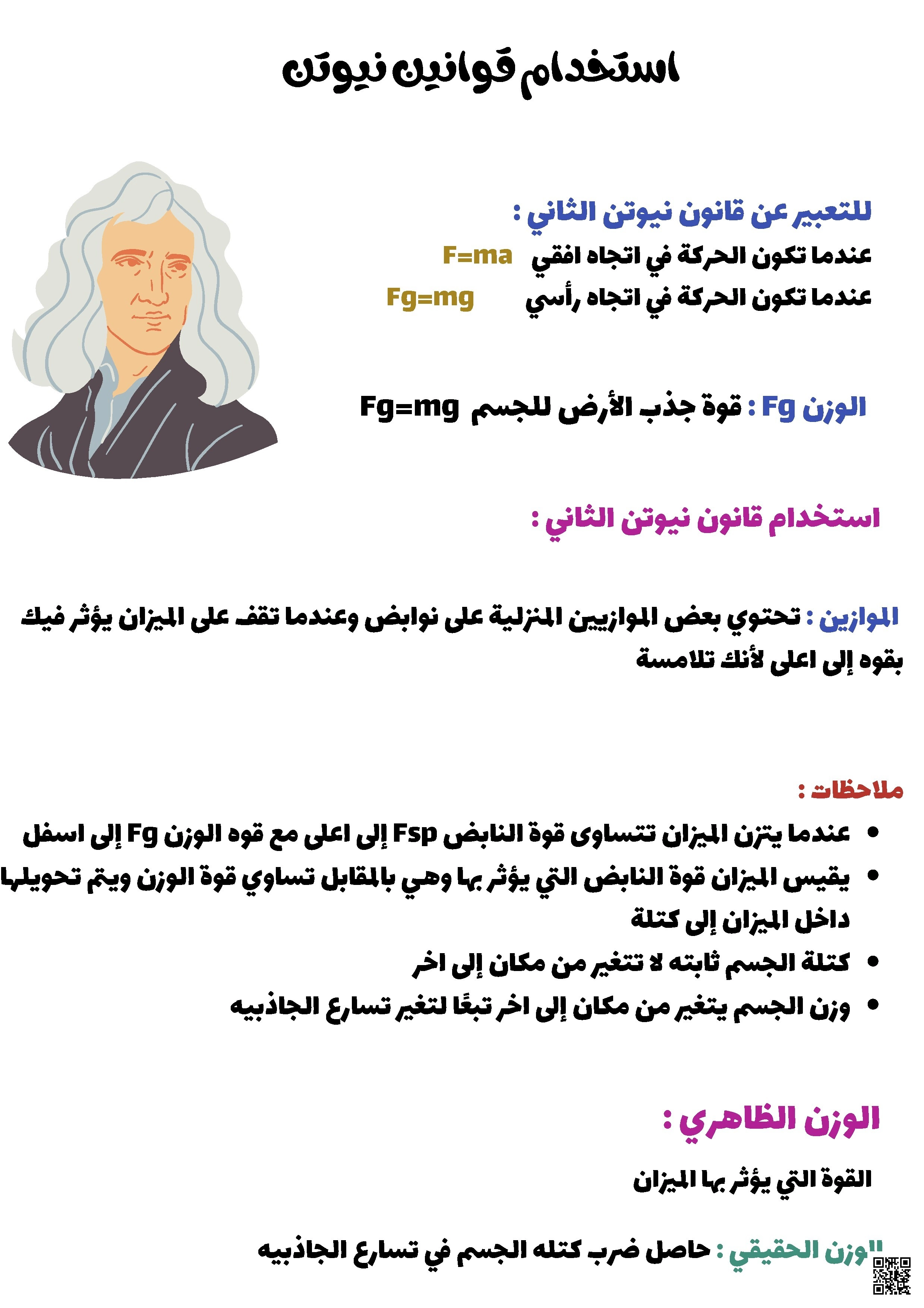 ملخص استخدام قوانين نيوتن في الفيزياء - فيزياء - الصف الصف الأول الثانوي - الفصل الفصل الثاني