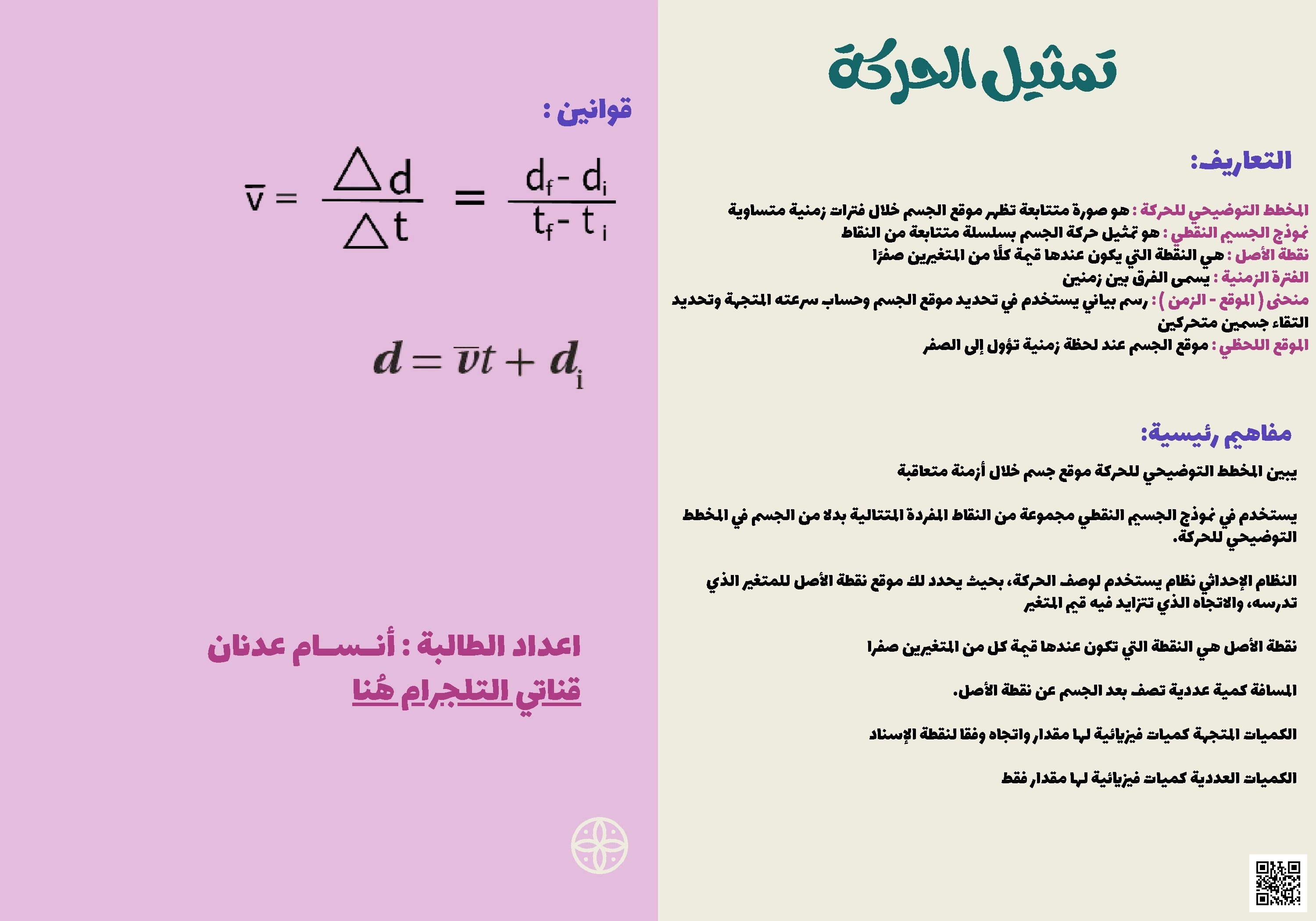 ملخص تمثيل الحركة في الفيزياء - فيزياء - الصف الصف الأول الثانوي - الفصل الفصل الثاني