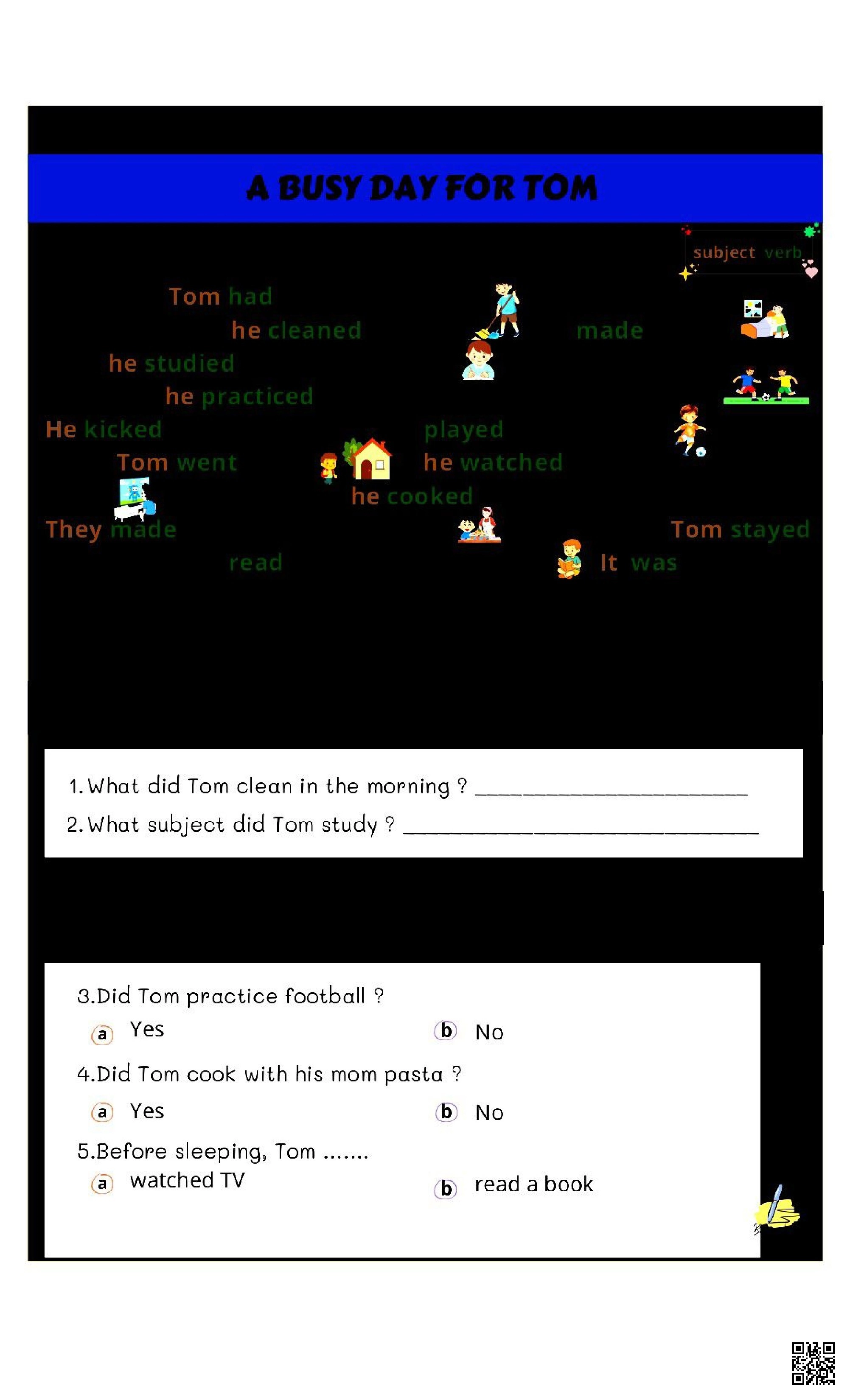 نشاط قراءة وفهم قصير - لغة انجليزية - الصف الصف الثالث - الفصل الفصل الثاني