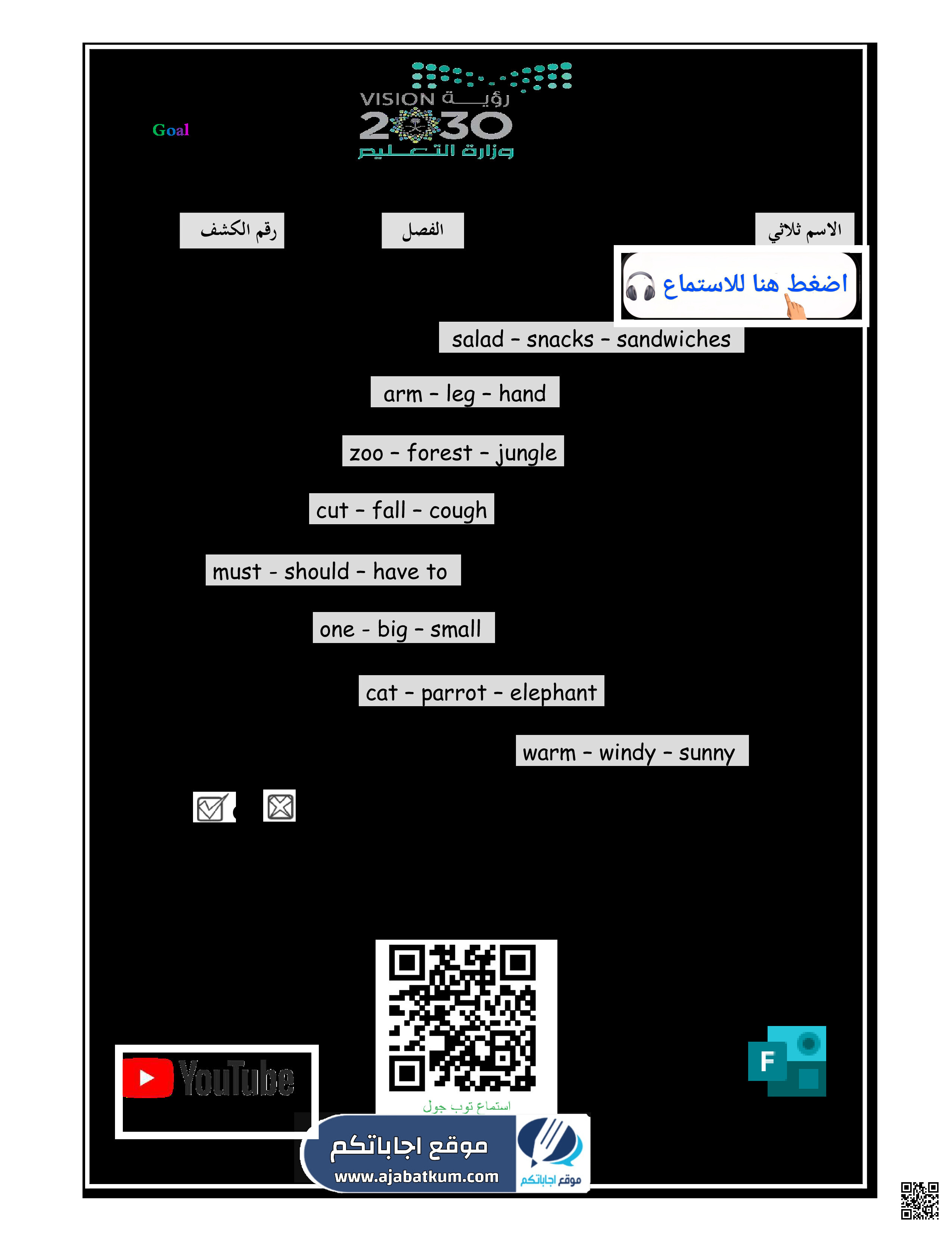 اختبار استماع نهائي مع الإجابة 1446ه‍ محلول - لغة انجليزية - الصف الصف الرابع - الفصل الفصل الثالث