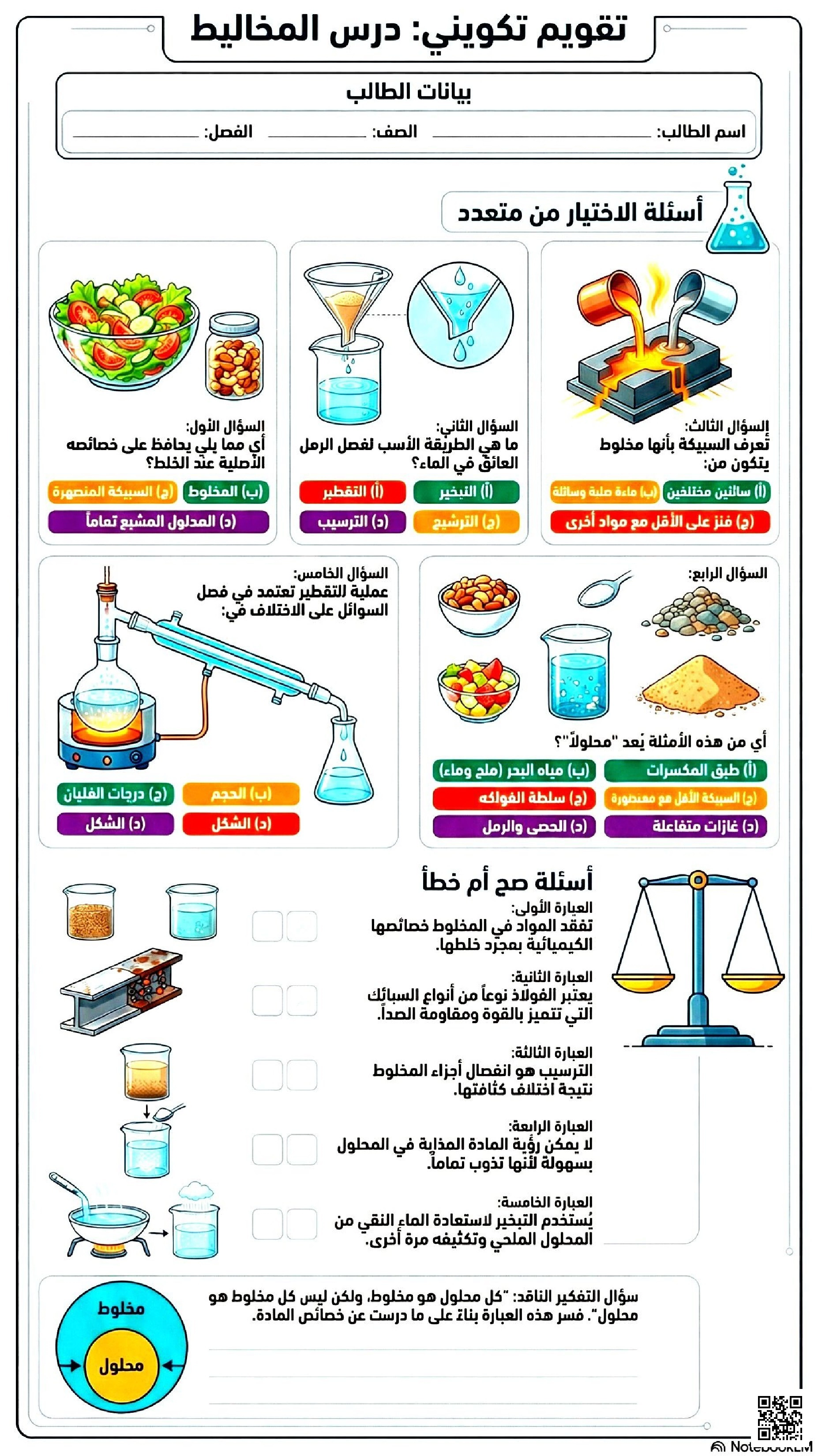 ملخص تقويم تكويني في المخاليط