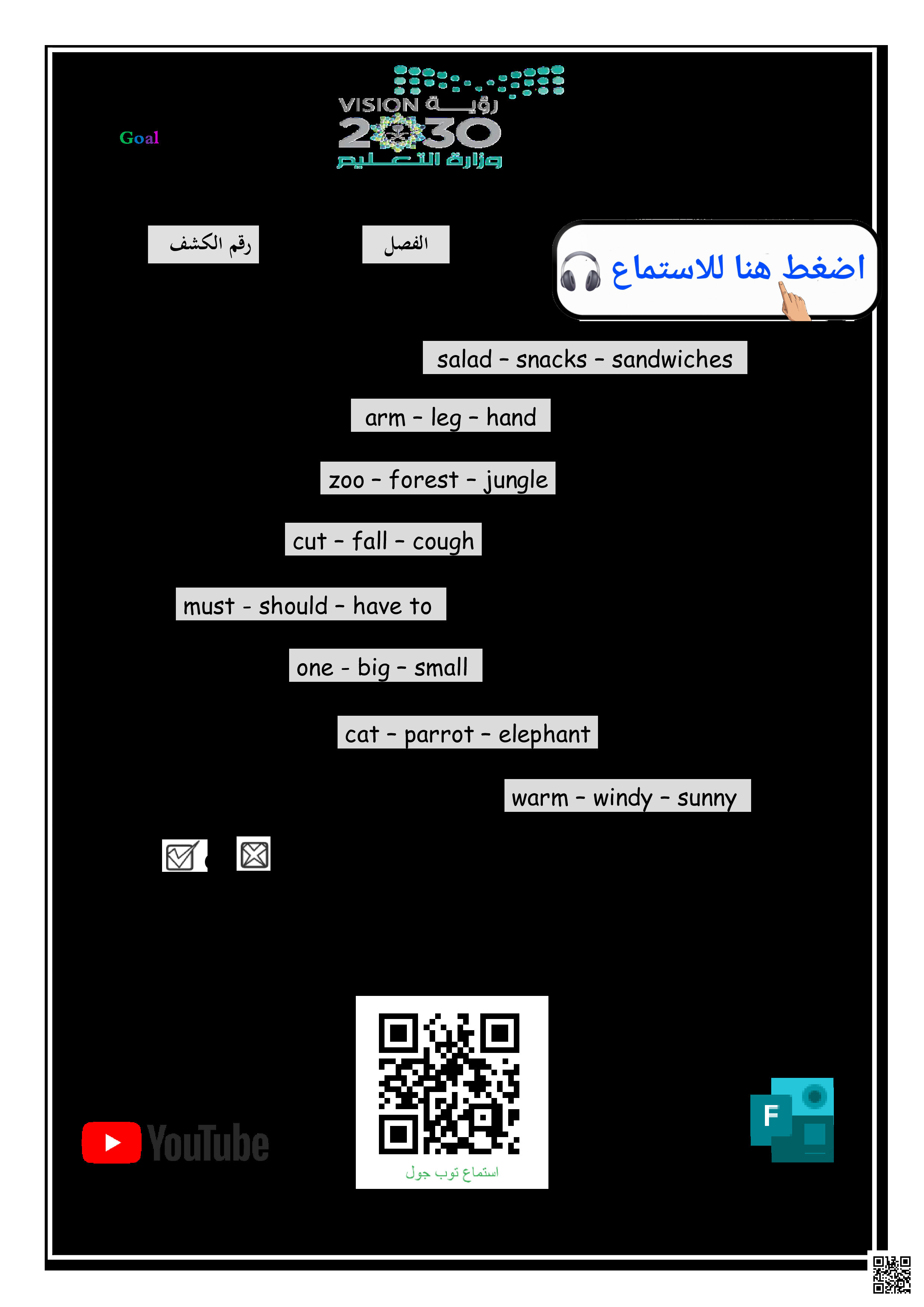 اختبار استماع نهائي شفوي 1446ه‍ - لغة انجليزية - الصف الصف الخامس - الفصل الفصل الثالث