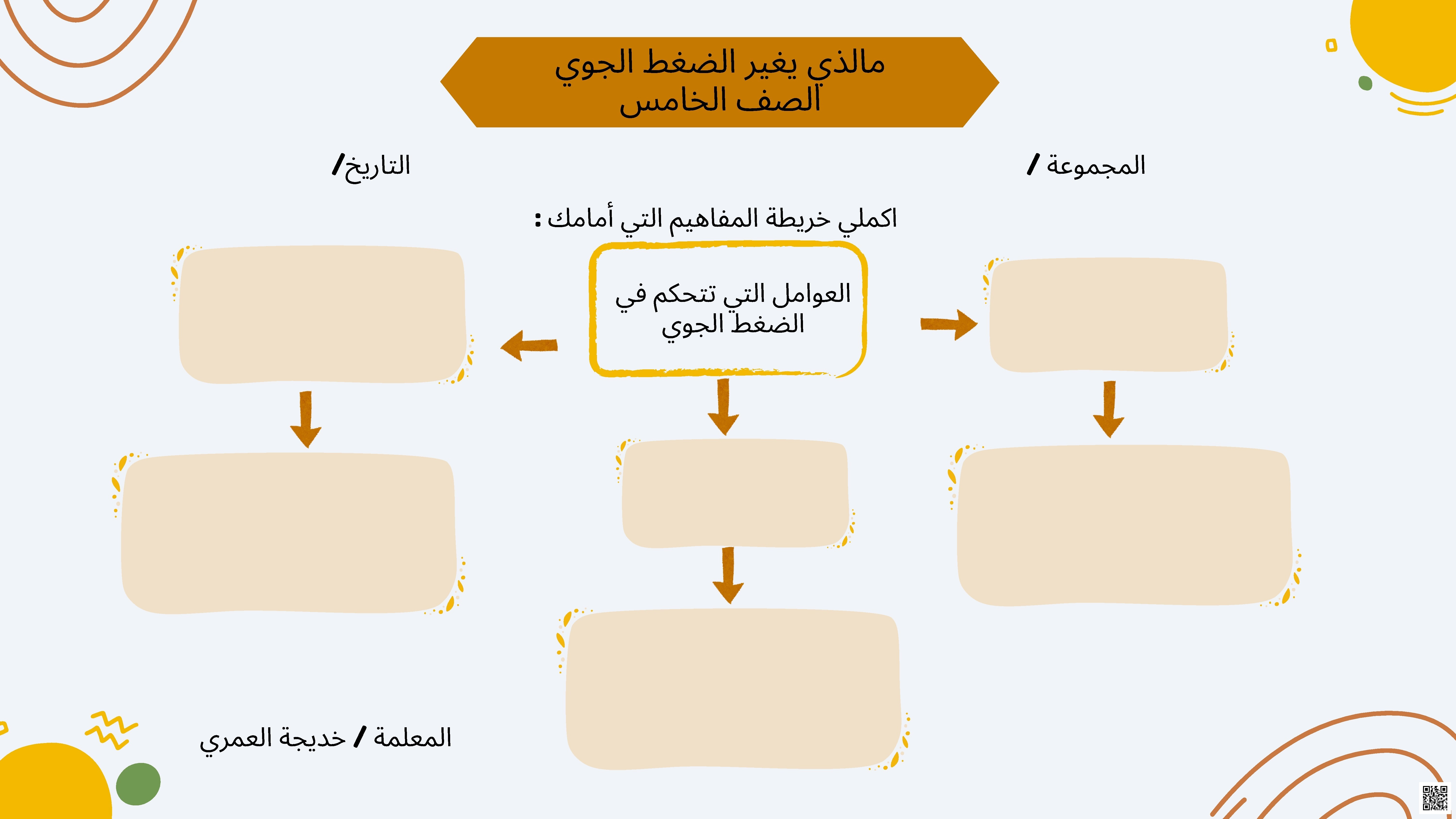 ورقة عمل العوامل المؤثرة في تغير الضغط الجوي - علوم - الصف الصف الخامس - الفصل الفصل الثاني