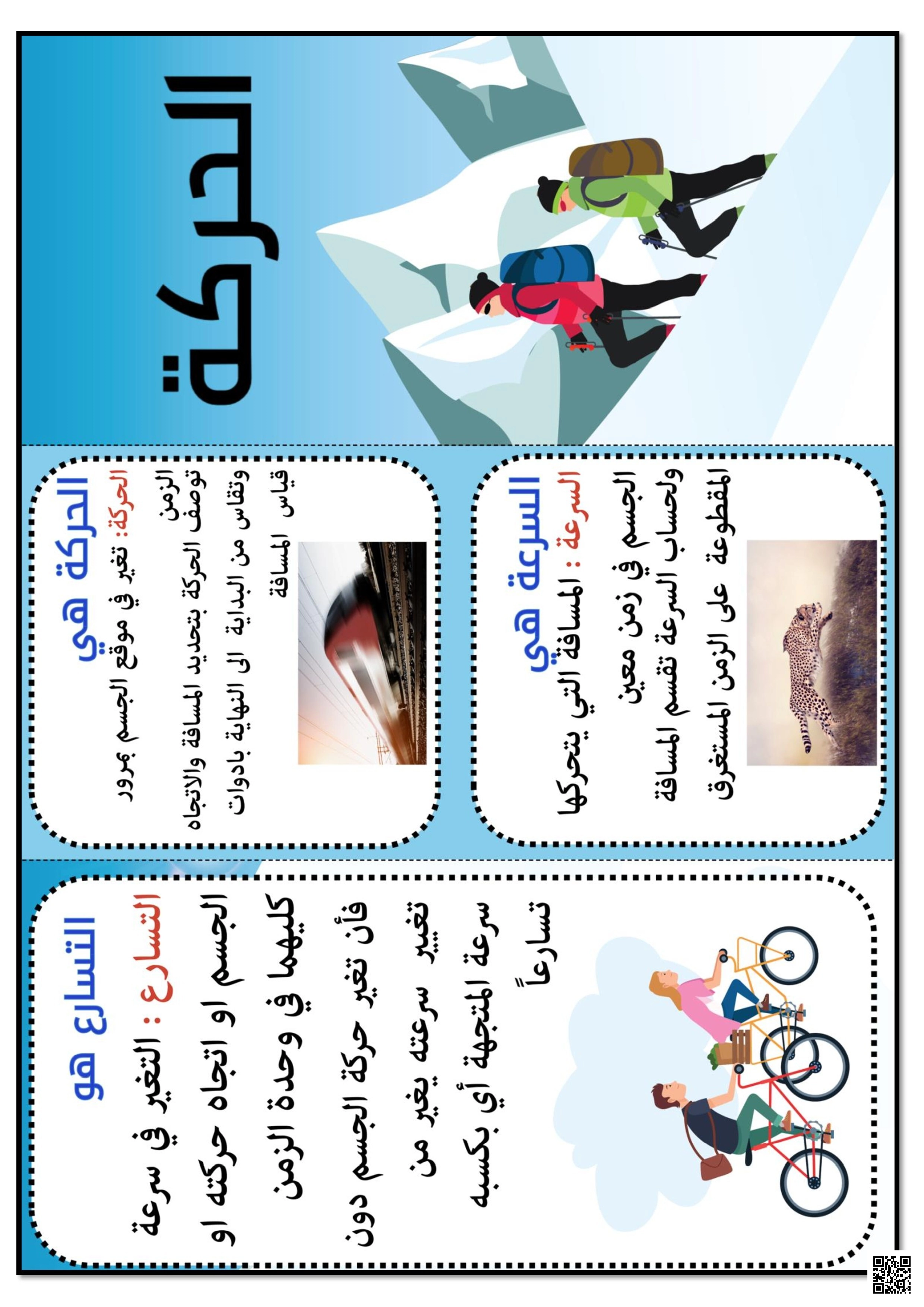 مطوية الحركة والسرعة والتسارع أساسيات الفيزياء - علوم - الصف الصف السادس - الفصل الفصل الثالث