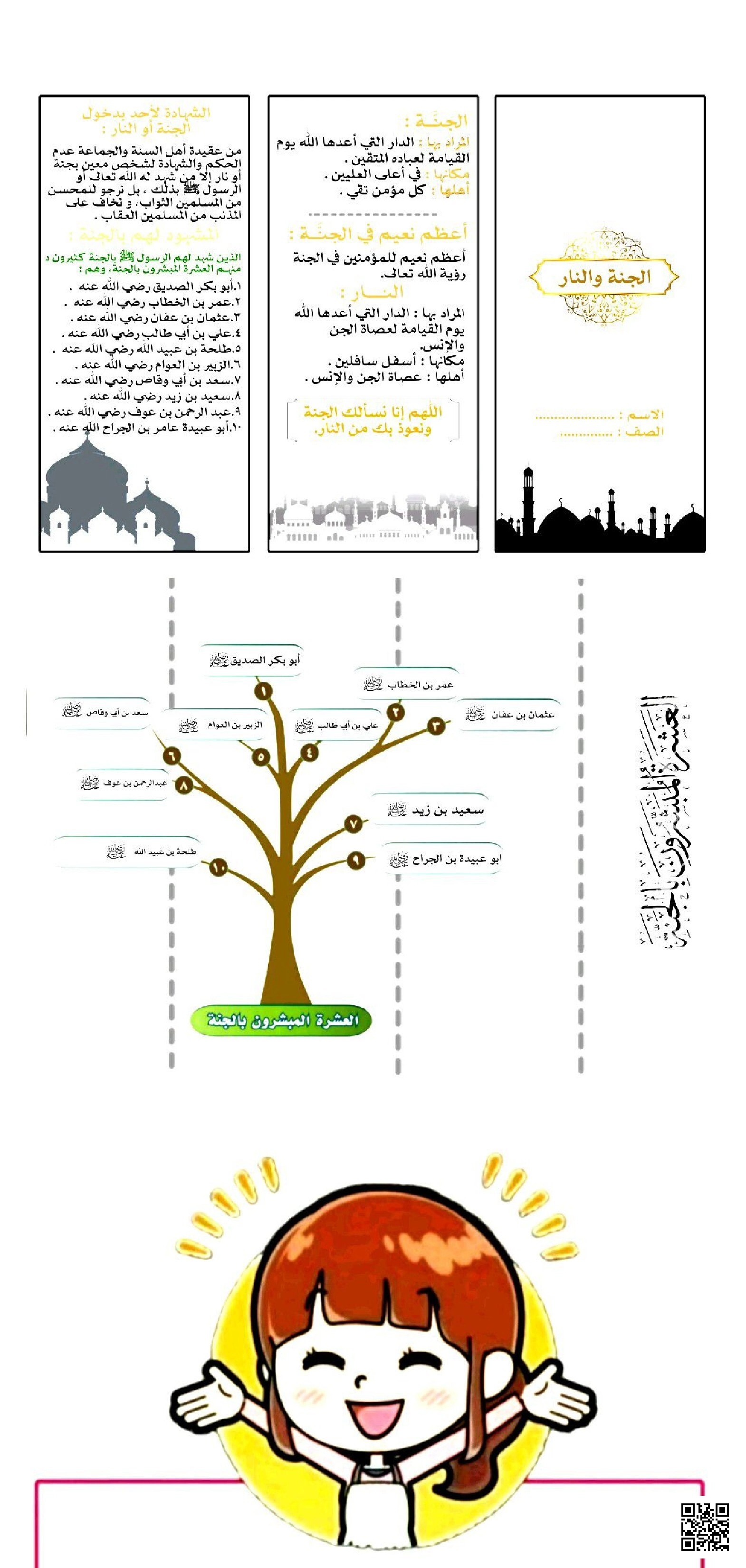 ورقة عمل الجنة و النار العشرة المبشرين بالجنة - دراسات اسلامية - الصف الصف السادس - الفصل الفصل الثاني