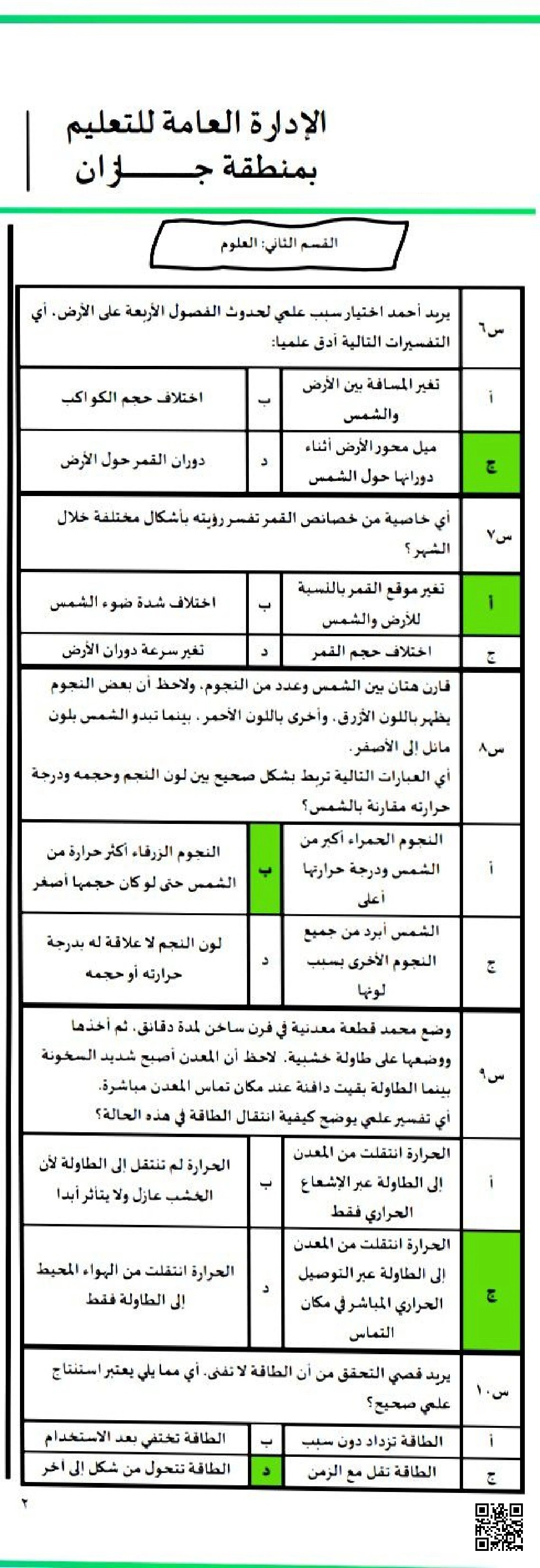 نافس حلول اختبار العلوم في مسابقة ماهرون مفاهيم فيزيائية وفلكية - علوم - الصف الصف السادس - الفصل الفصل الثاني