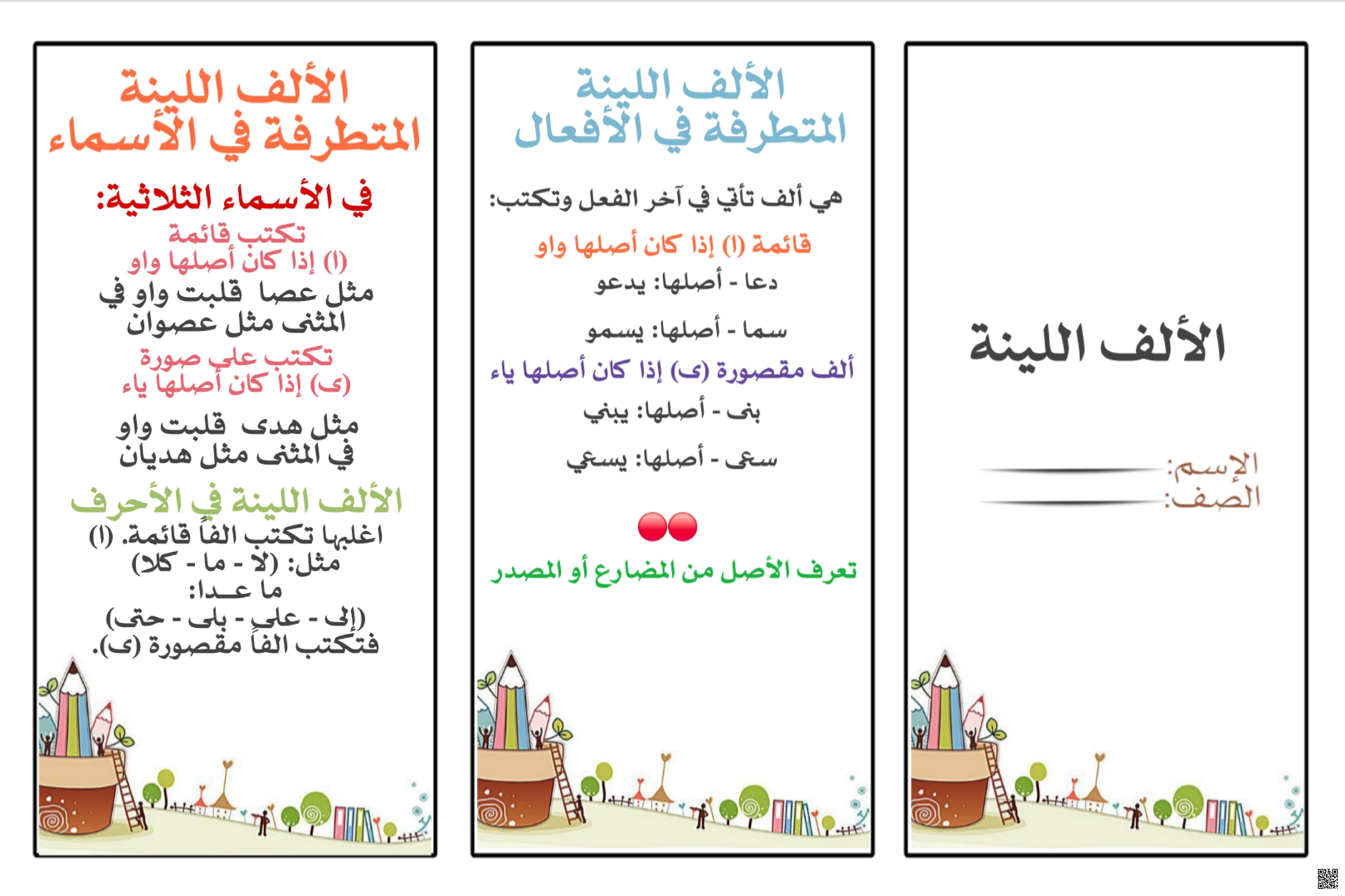 الألف اللينة المتطرفة في الأفعال والأسماء - لغة عربية - الصف الصف السادس - الفصل الفصل الثاني